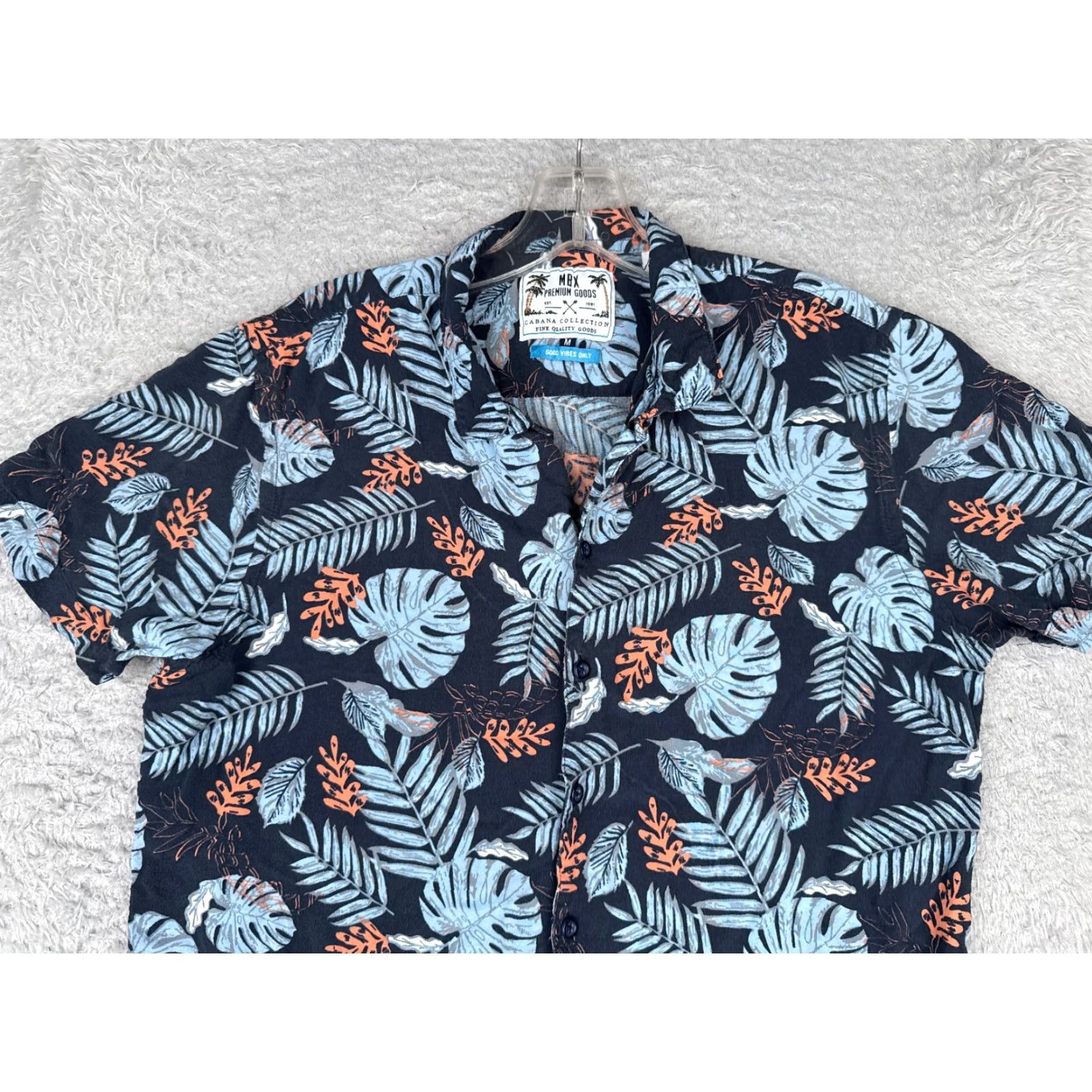 Vintage MBX Premium Goods Shirt Men Medium Blue Floral Hawaiian 100% Rayon Short Sleeve Size US M / EU 48-50 / 2 - 4 Thumbnail