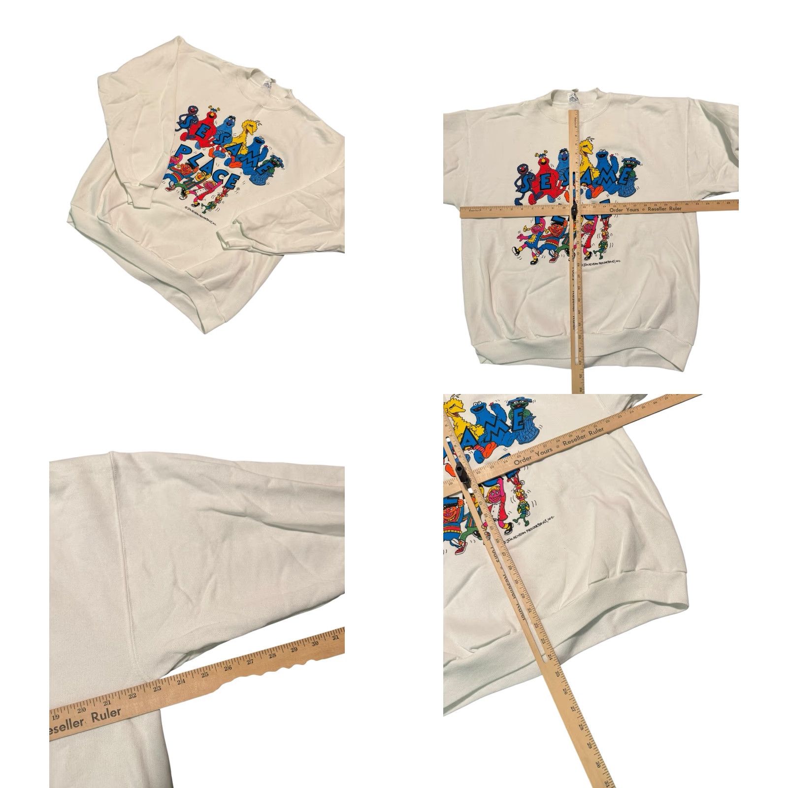 Vintage VINTAGE Sesame Place Elmo Big Bird White Sweatshirt Large NWT USA Shirt Mens 90s Graphic Print Crew Neck Cotton Knit Sungert? Size US L / EU 52-54 / 3 - 9 Thumbnail