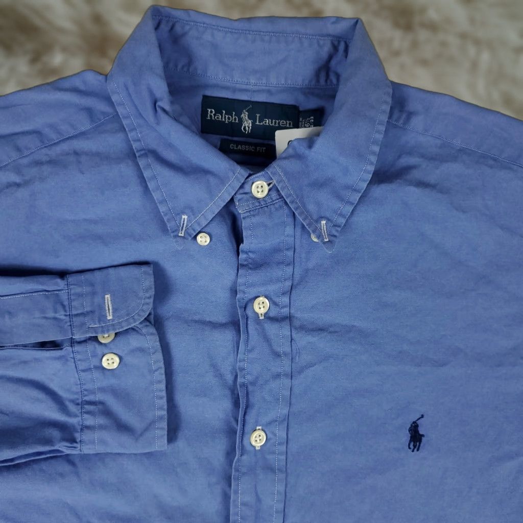 Ralph Lauren Ralph Lauren Shirt Mens 16.5 Blue Pony Dress Button Up Long Sleeve Collar Down Non-Iron Pockets Classic American Modern Dress Shirt Men Size 46R - 1 Thumbnail