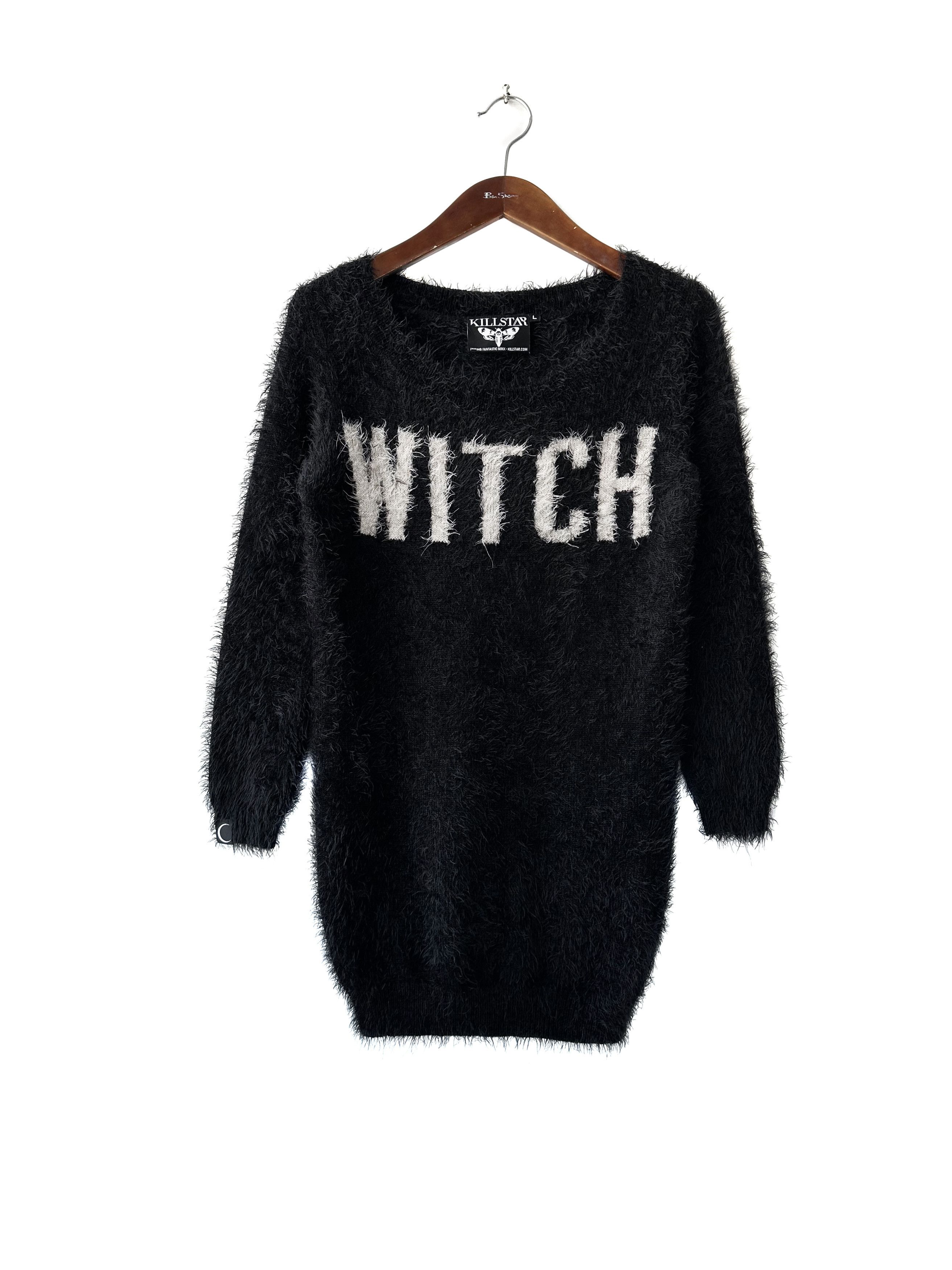 image of Killstar Black Witch Fauxfur Dress, Women's (Size Medium)