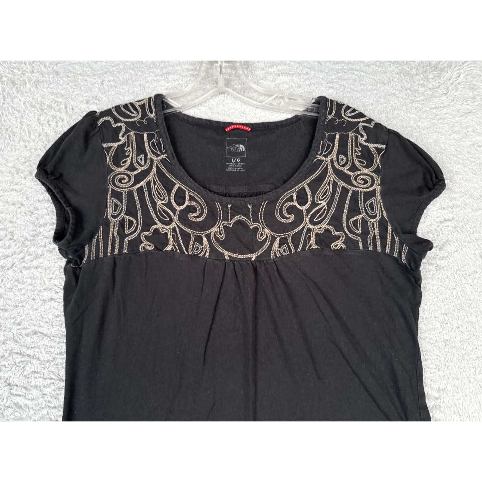 The North Face The North Face Shirt Women L Black Embroidered Crew Neck 100% Cotton Womens Size L / US 10 / IT 46 - 4 Thumbnail