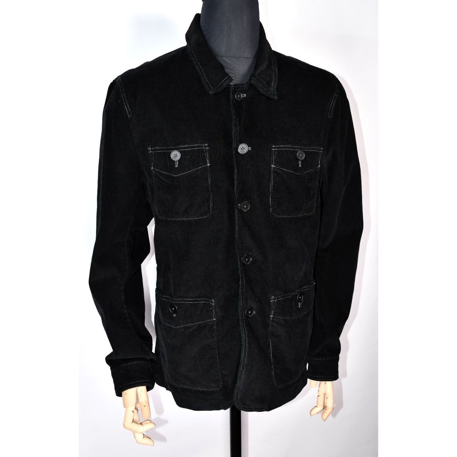 John Varvatos John Varvatos USA Men's Field Corduroy Chore Jacket 2XL Black Cotton Regular Jacket Mens Size US XXL / EU 58 / 5 - 3 Thumbnail