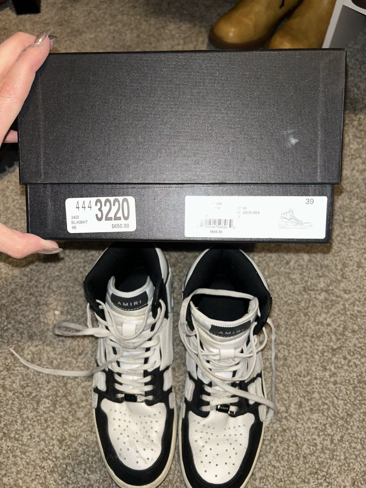 Amiri AMIRI Black and White Womens Skel High-Top Sneakers Size US 8.5 / IT 38.5 - 4 Thumbnail