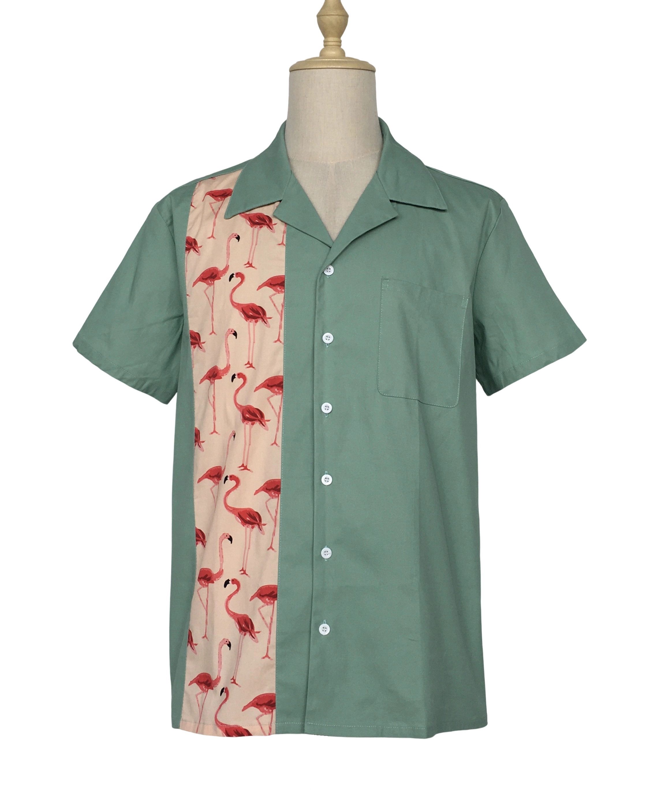 Other Mint Green Bowling Shirts Flamingo Panel Vintage Style Size US XXL / EU 58 / 5 - 1 Thumbnail