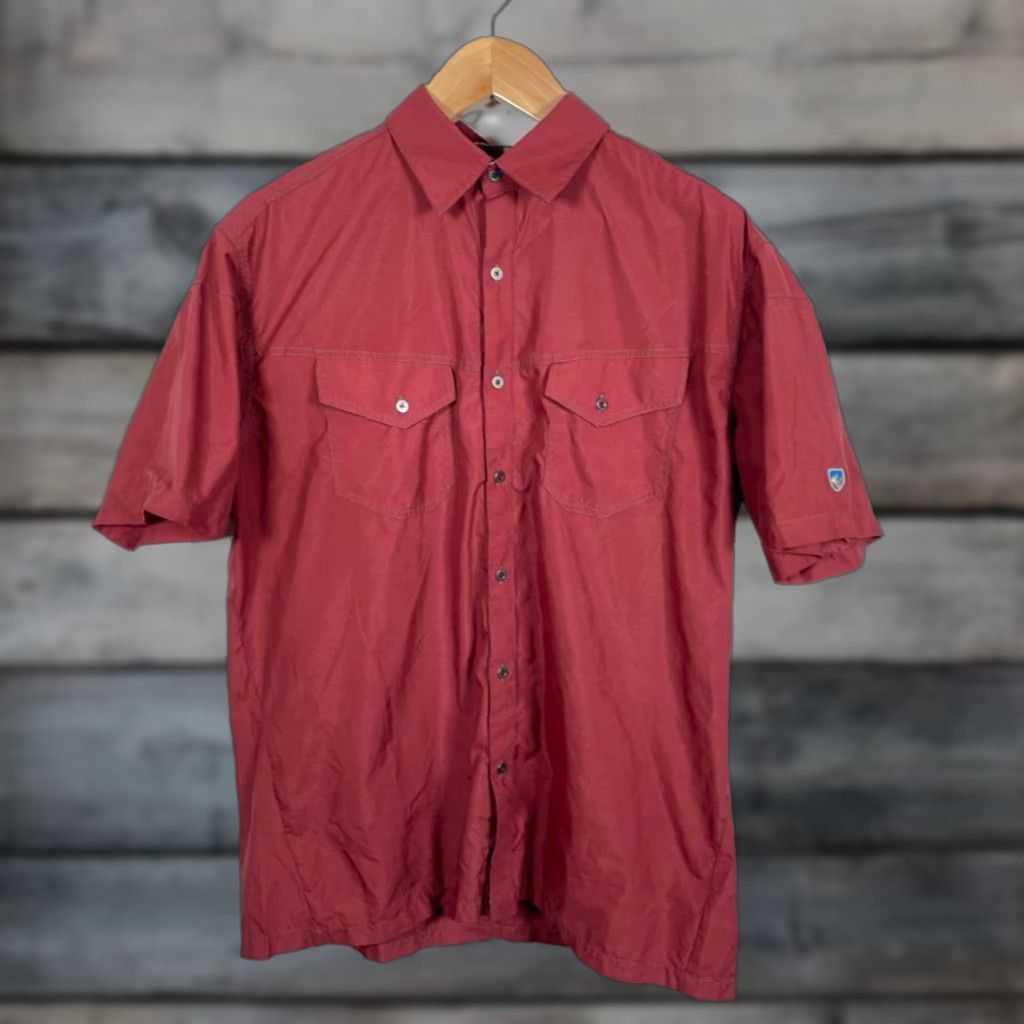 Vintage Kuhl Shirt Short Sleeve Men's XL Dark Red Check Polyester Hiking Button-Up Casual Outdoor Size US XL / EU 56 / 4 - 1 Thumbnail