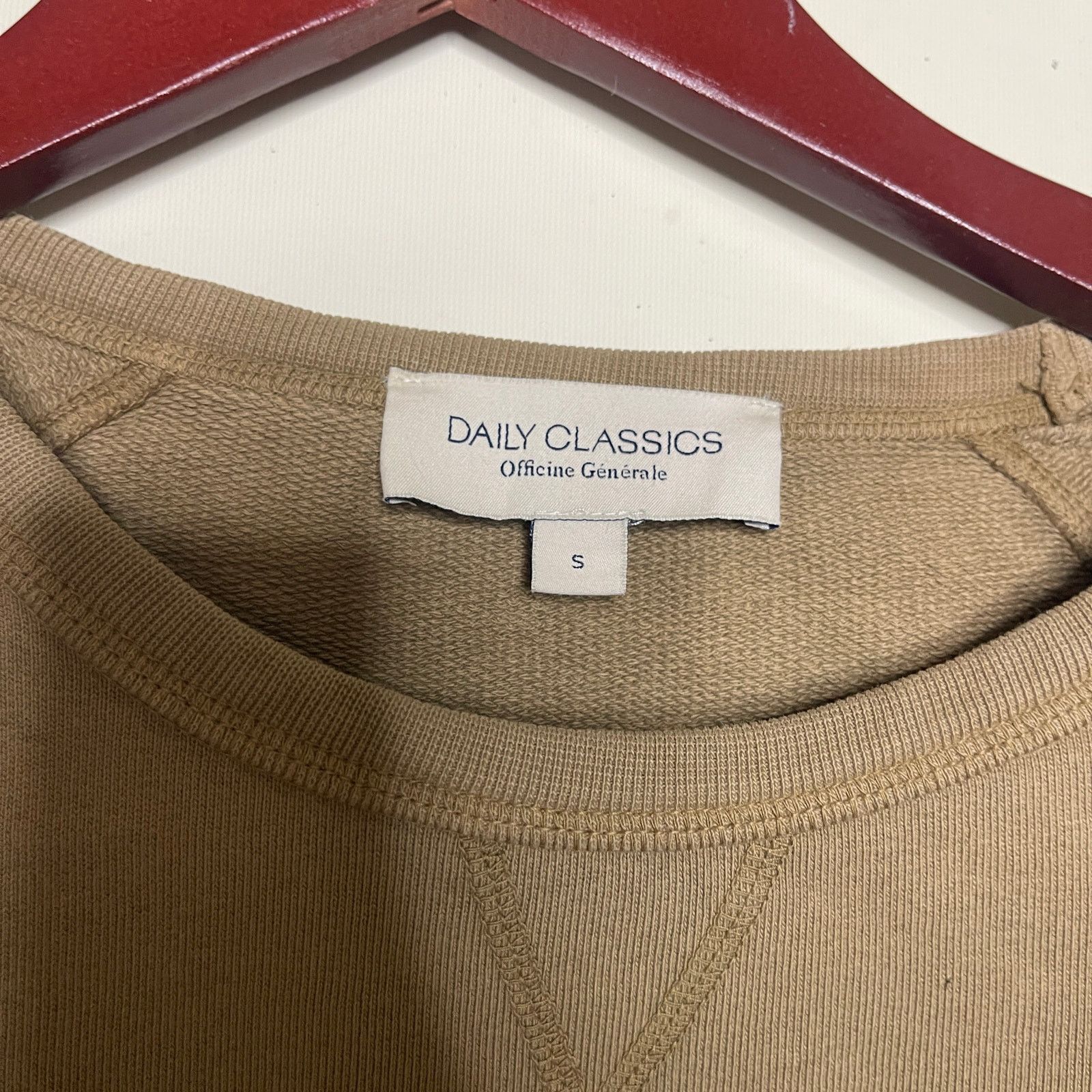 Officine Generale Officine Generale tan crewneck cotton pullover sweatshirt S Size US S / EU 44-46 / 1 - 2 Thumbnail