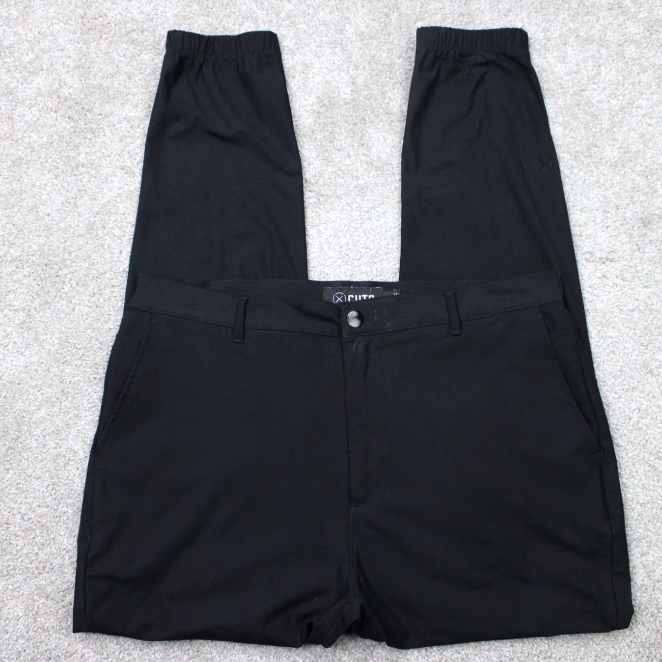 UES Clothing Cuts Clothing Pants Mens XL 36x28 Black Jogger Versaknit 100% Polyester Pants Slashed Pocket Tapered Front Zip Button Classic Casual Size US 36 / EU 52 - 2 Thumbnail