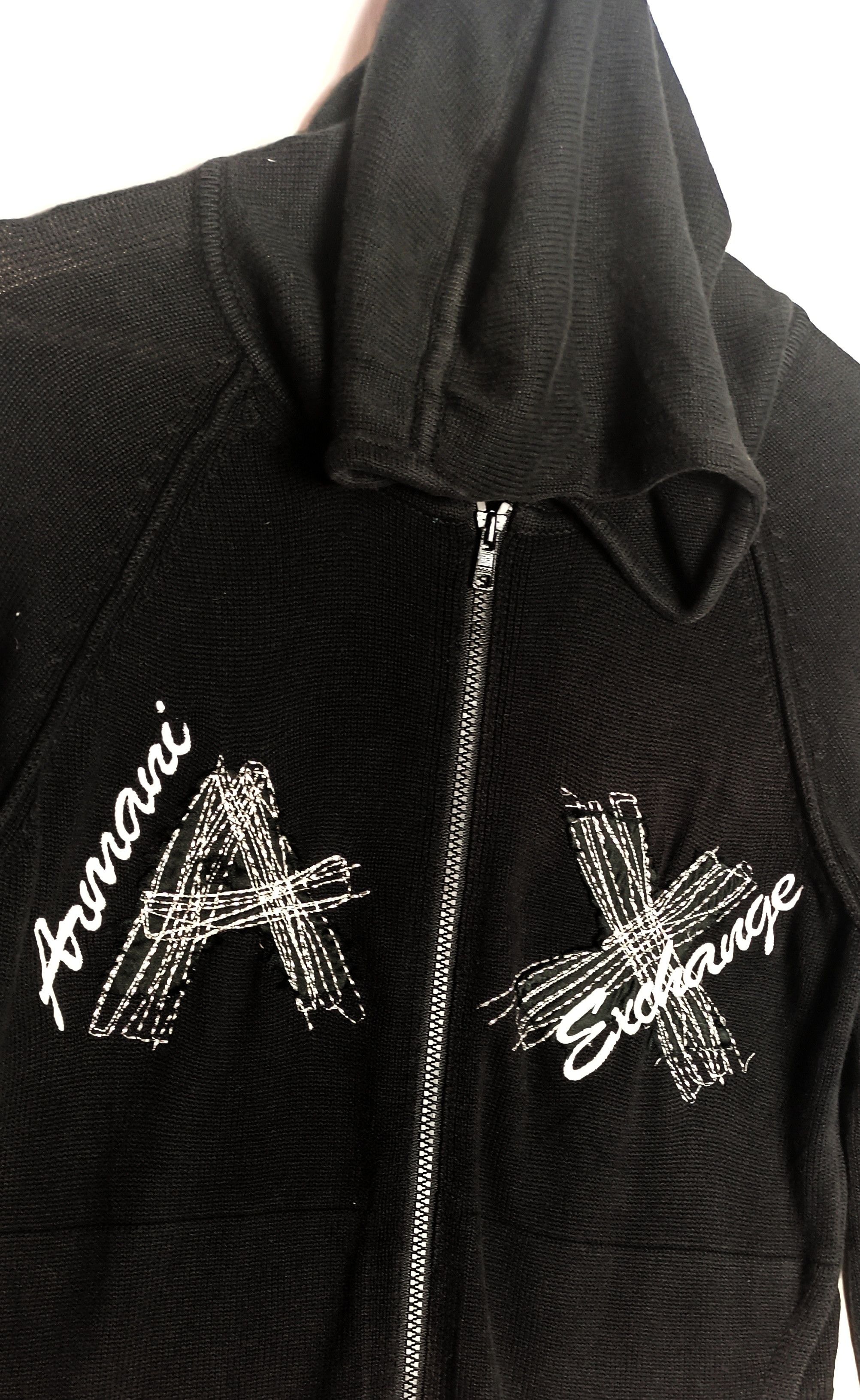 Armani A/X ARMANI EXCHANGE Black Embroidered Zip hoodie Size US M / EU 48-50 / 2 - 5 Thumbnail