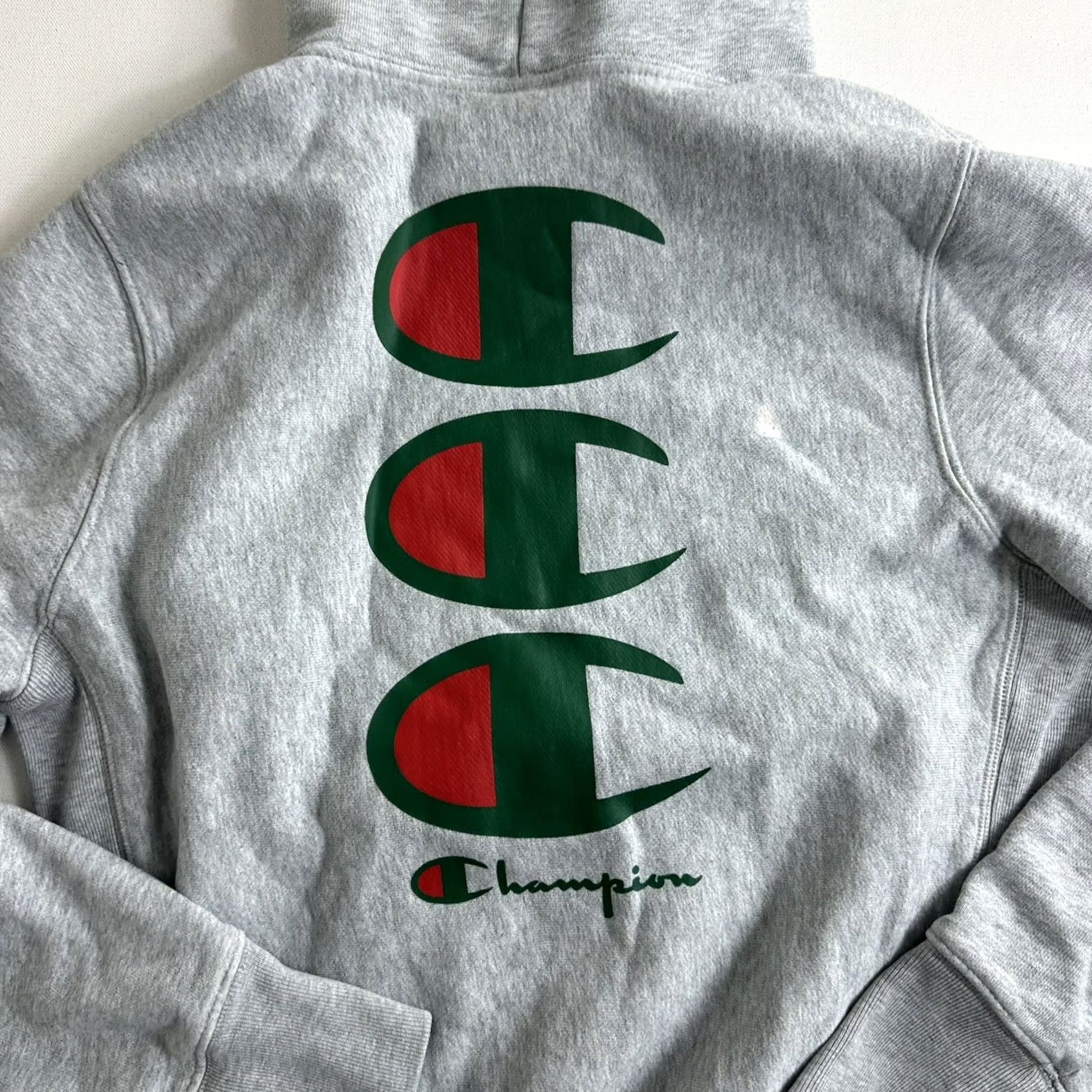Champion VINTAGE Champion Reverse Weave Hoodie Pullover Double Sided Graphic Red Gray Sweatshirt Sweatshirt (Hooded) Mens S Size US S / EU 44-46 / 1 - 5 Thumbnail