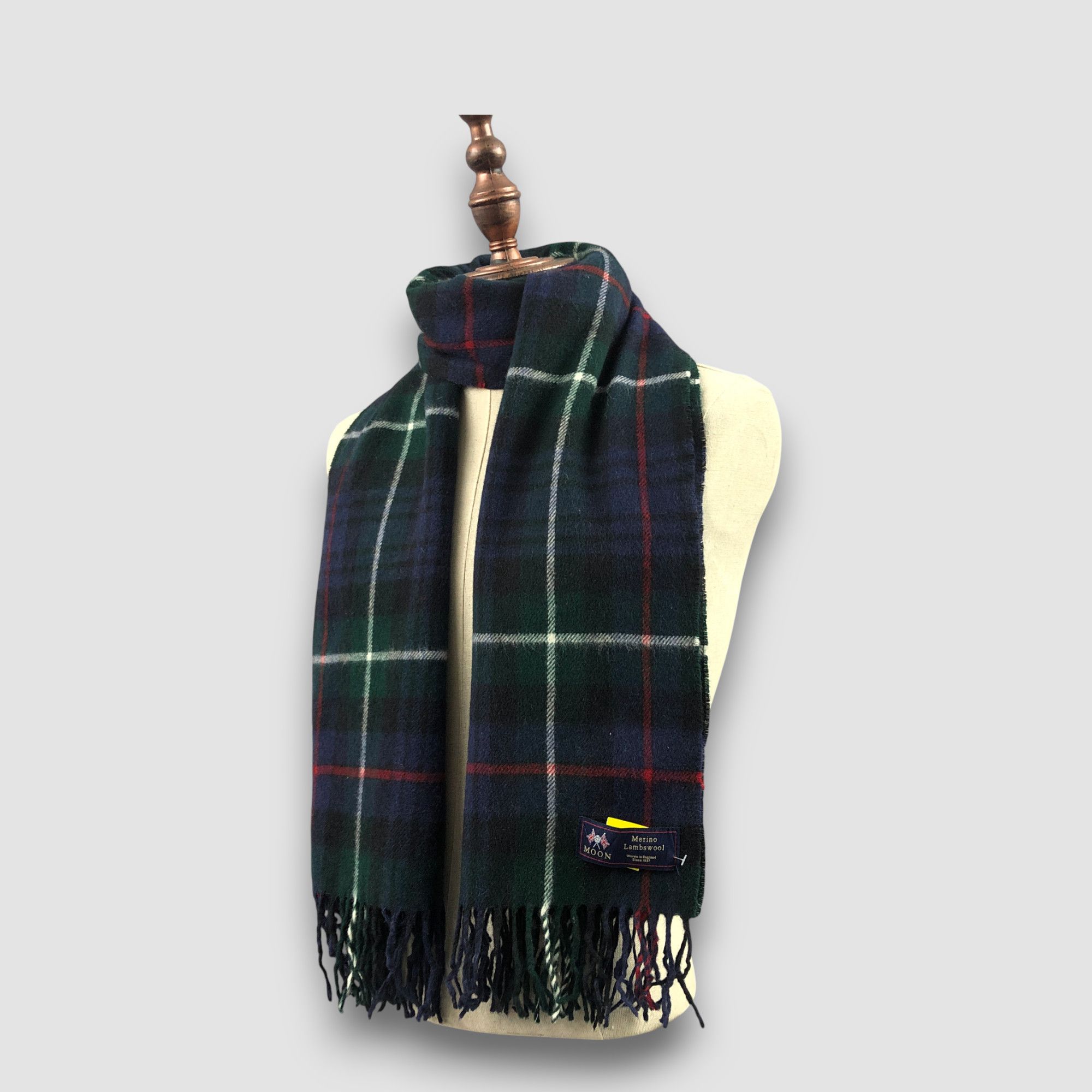 Vintage Vintage Moon Scarf Merino Wool Tartan Plaid Check Scarves Size ONE SIZE - 1 Thumbnail