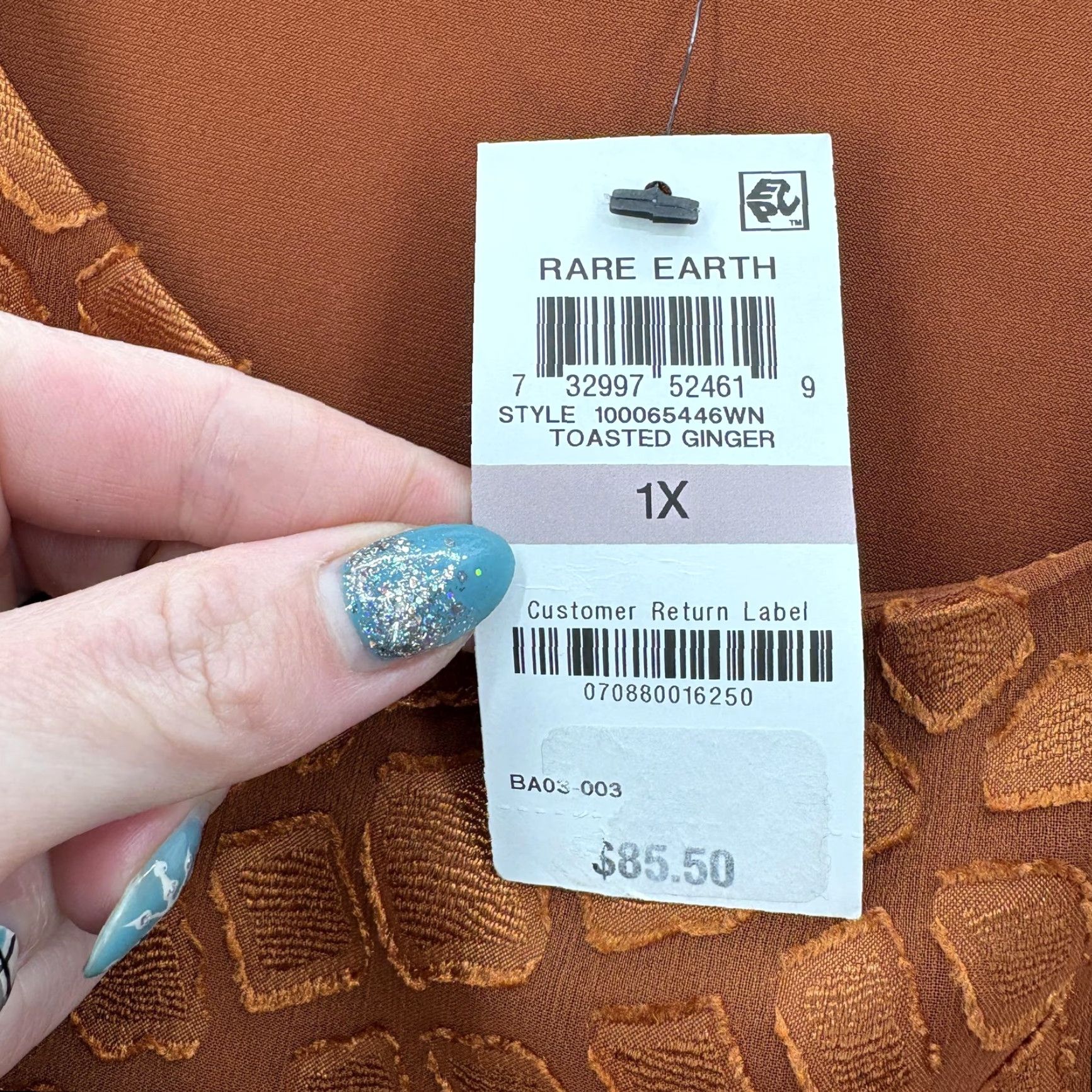 Alfani Alfani Blouse Womens 1X Orange Textured Animal Jacquard Kimono Sleeve Top Plus Size XL / US 12-14 / IT 48-50 - 5 Thumbnail