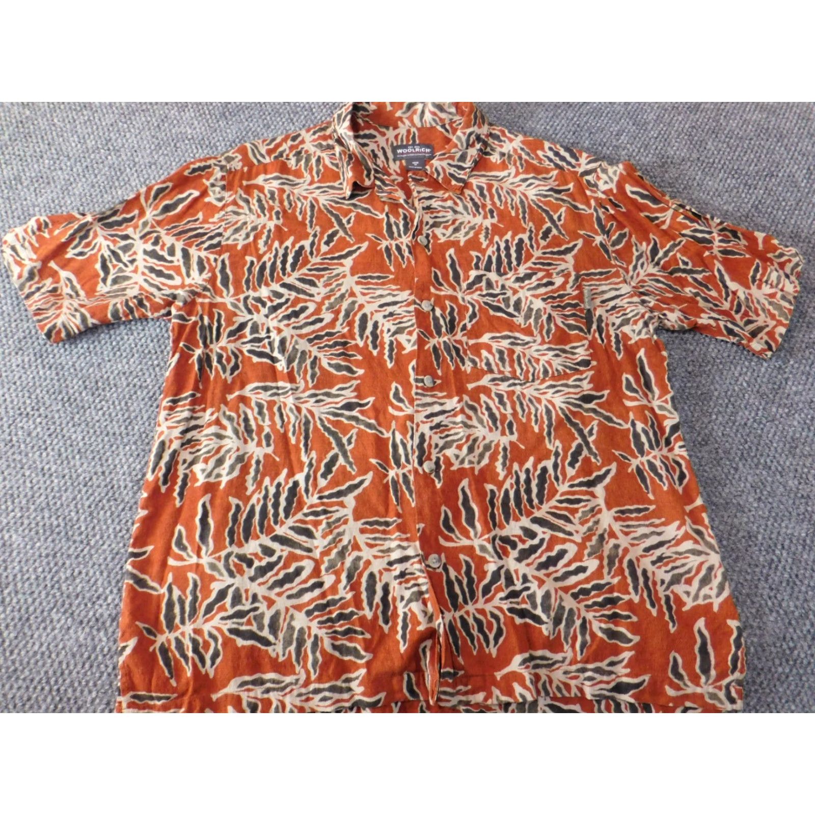 Vintage VINTAGE Woolrich Shirt Medium Mens orange floral Button-Up Collar-Down Short Sleeve Casual Mens Size US M / EU 48-50 / 2 - 2 Thumbnail