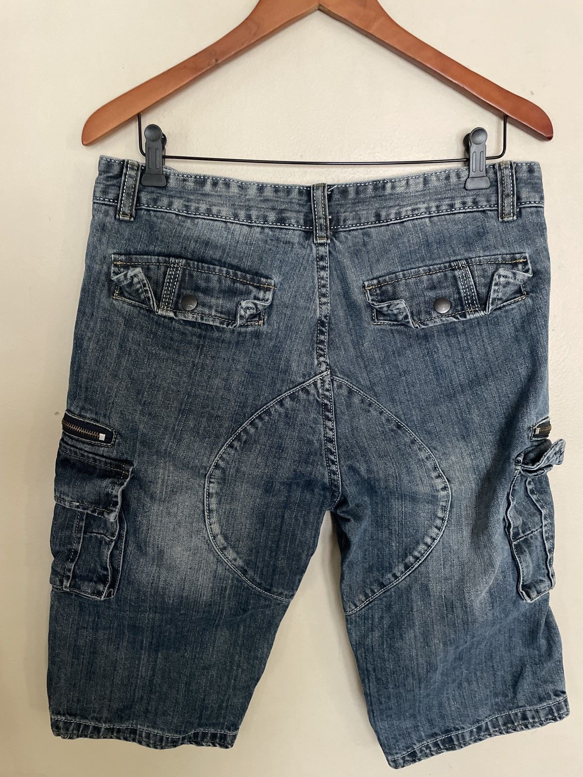 Designer × Vintage Vintage Blue Jean Denim Shorts JORTS Skater Cargo Baggy Y2K Size US 32 / EU 48 - 8 Thumbnail