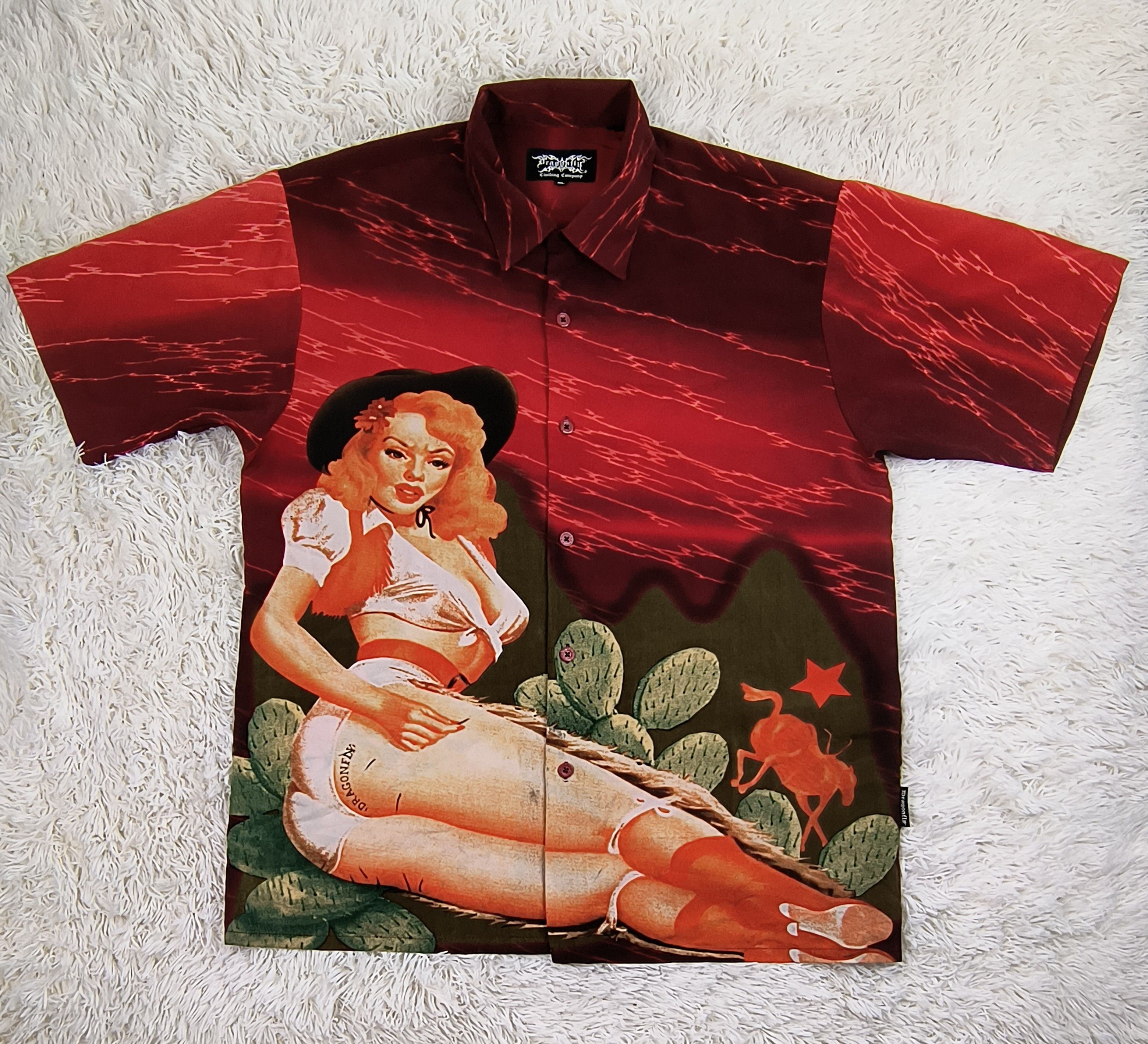 Dragonfly Vintage pin up cowgirl 90s button up shirt Size US XL / EU 56 / 4 - 2 Thumbnail