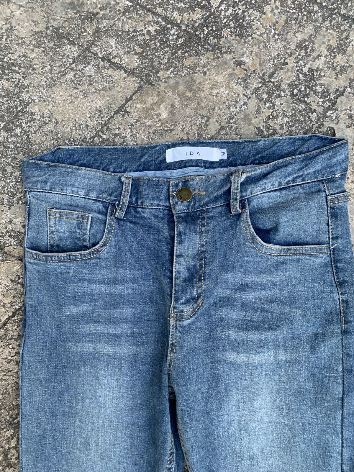 Japanese Brand IDA Blue With Furry Leg Stretchy Skinny Jeans Size 26" / US 2 / IT 38 - 5 Thumbnail