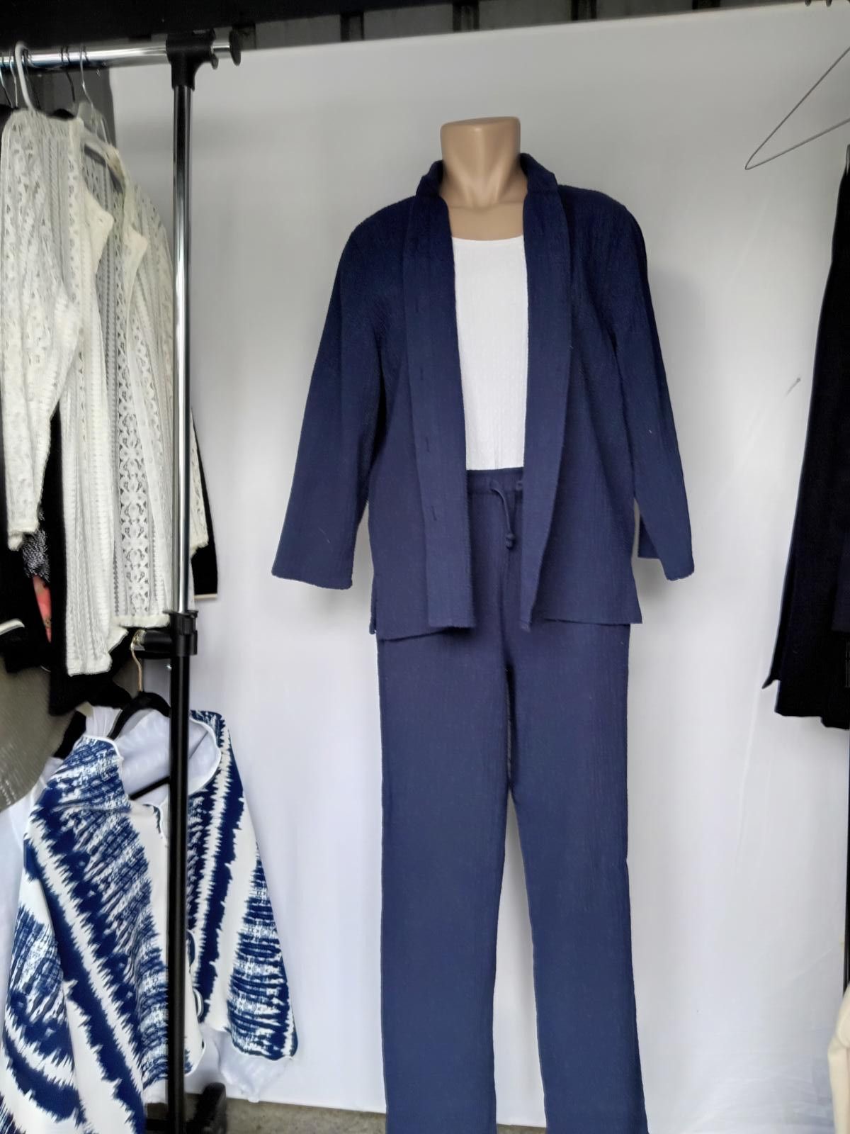 Designer Chic Navy Blue Two-Piece Set Size ONE SIZE - 1 Thumbnail
