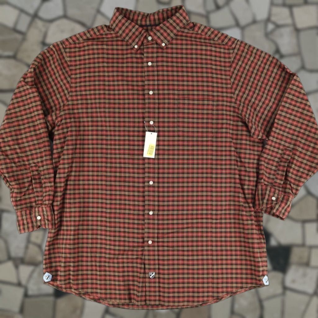 Cremieux Daniel Cremieux Tall Man Oxford Button Down Cotton Gingham Shirt Red Men's 3XT Size US XXL / EU 58 / 5 - 1 Thumbnail