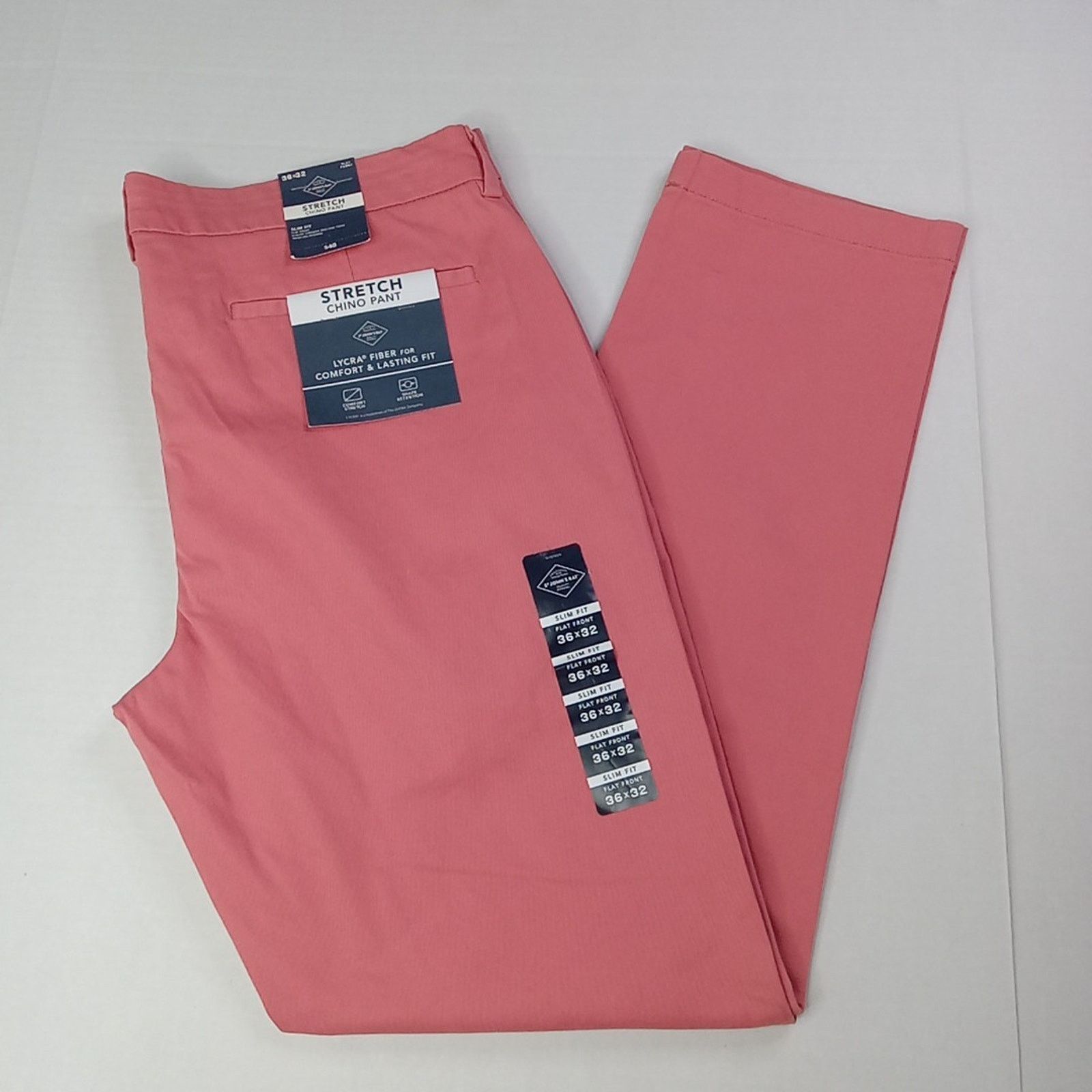 St. Johns Bay St John's Bay Stretch Chino Pants Men’s 36x32 Pink Slim NEW Size US 36 / EU 52 - 1 Thumbnail
