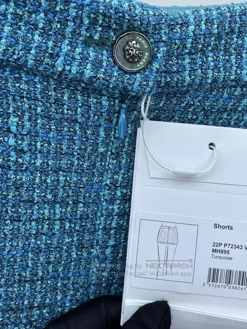 Chanel Chanel 22P Peacock Blue Denim Wrapped Tweed Shorts Size 42" / US 20 - 3 Thumbnail