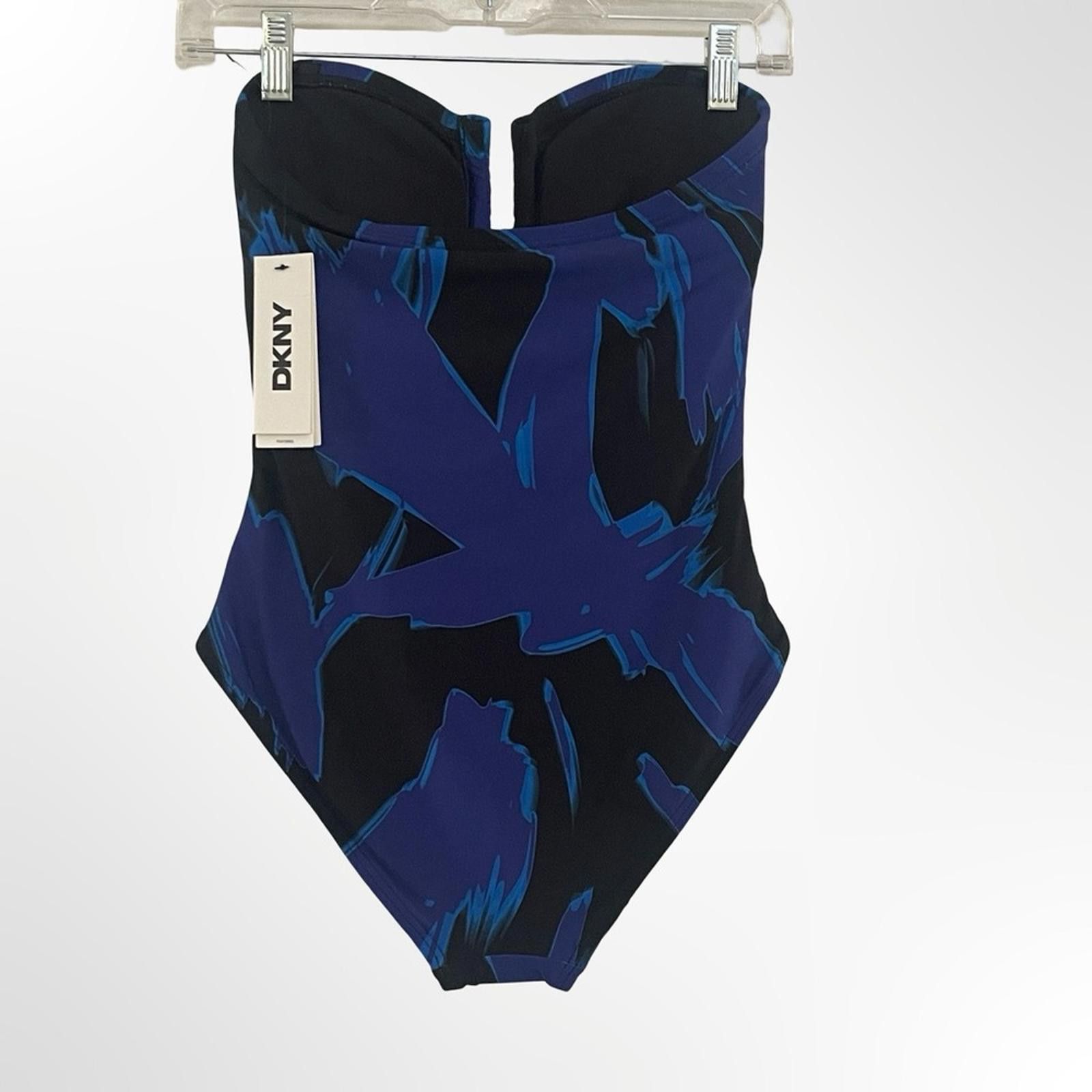 DKNY DKNY Black Swimsuit with Blue & Indigo Print size S NWT Size ONE SIZE - 3 Thumbnail