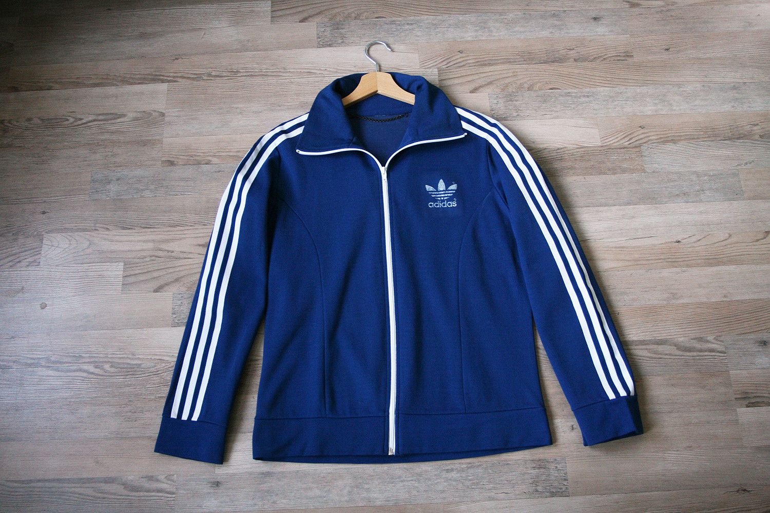 adidas 青 ストライプ ジャケット70s Vintage 1970s Adidas Blue Track Jacket Top M