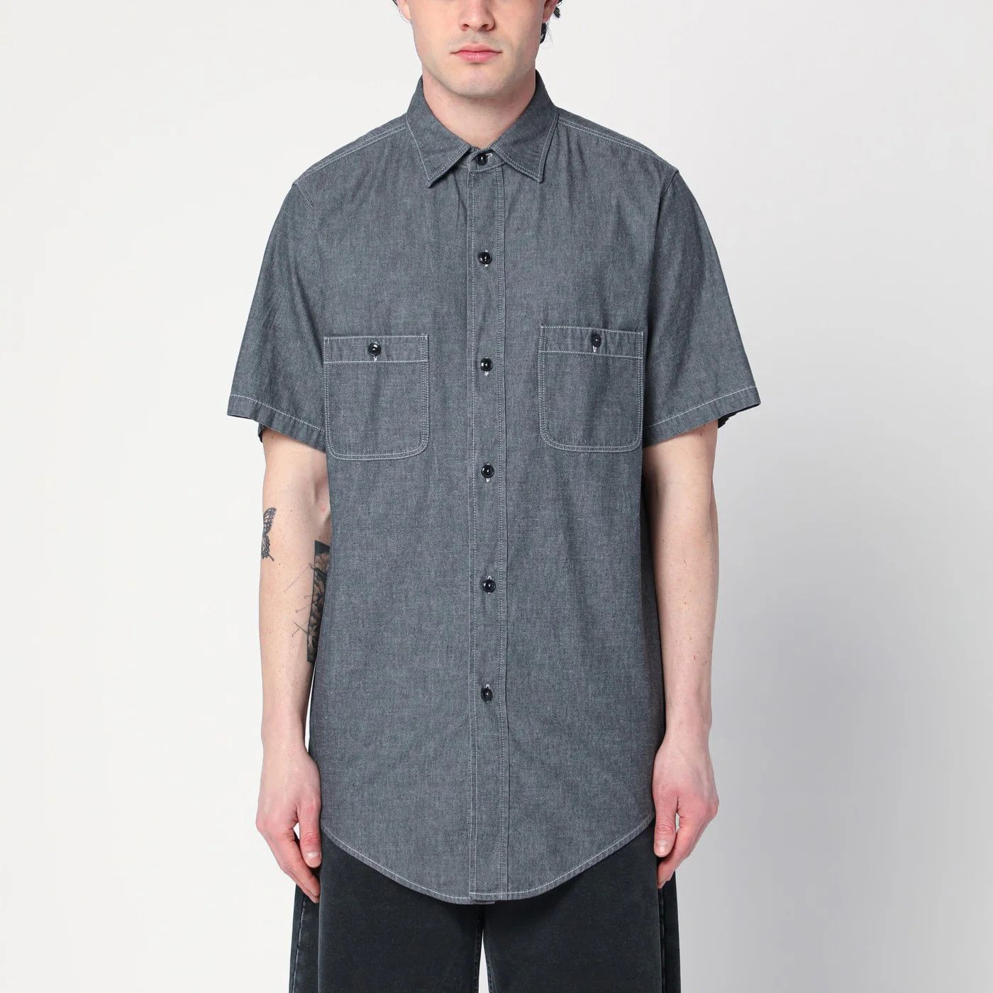 Maison Margiela o1d2blof0526 Cotton Shirt in Gray Size US S / EU 44-46 / 1 - 1 Thumbnail