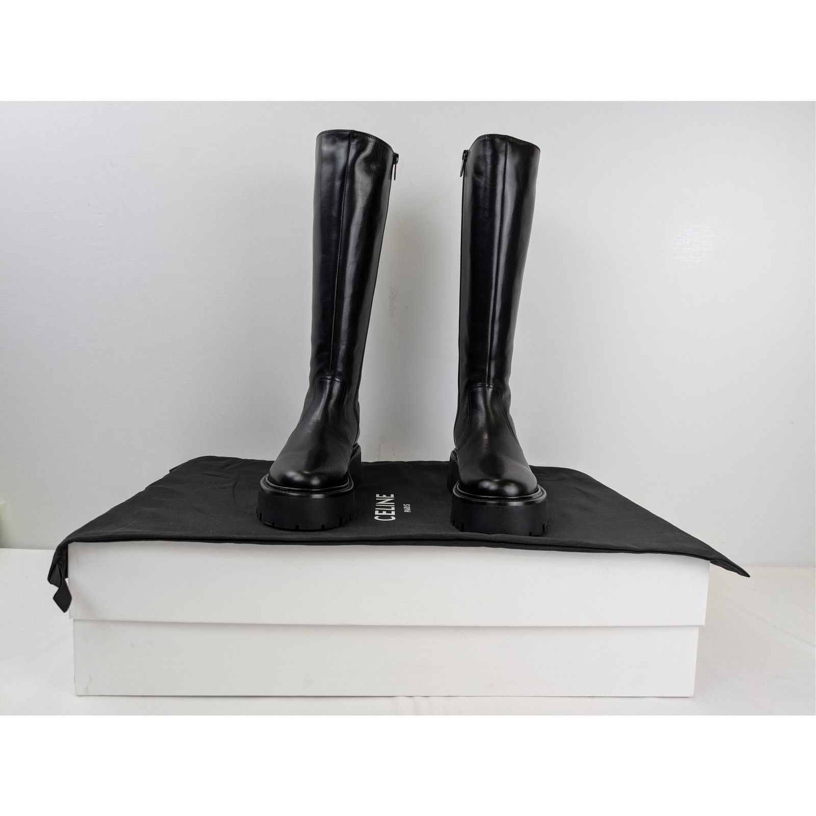 Celine o1rshd1 Bulky Zipped Boots leather with Triomphe signature Size US 9 / IT 39 - 17 Thumbnail