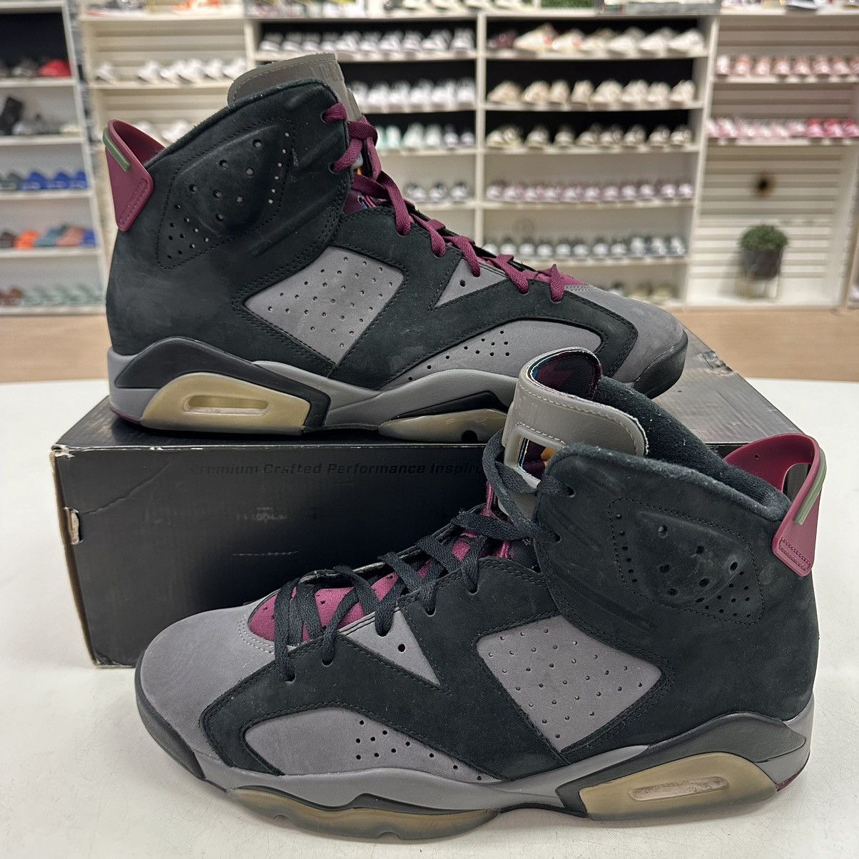 image of Size 12 - Jordan 6 Bordeaux Shoes in Black, Men's