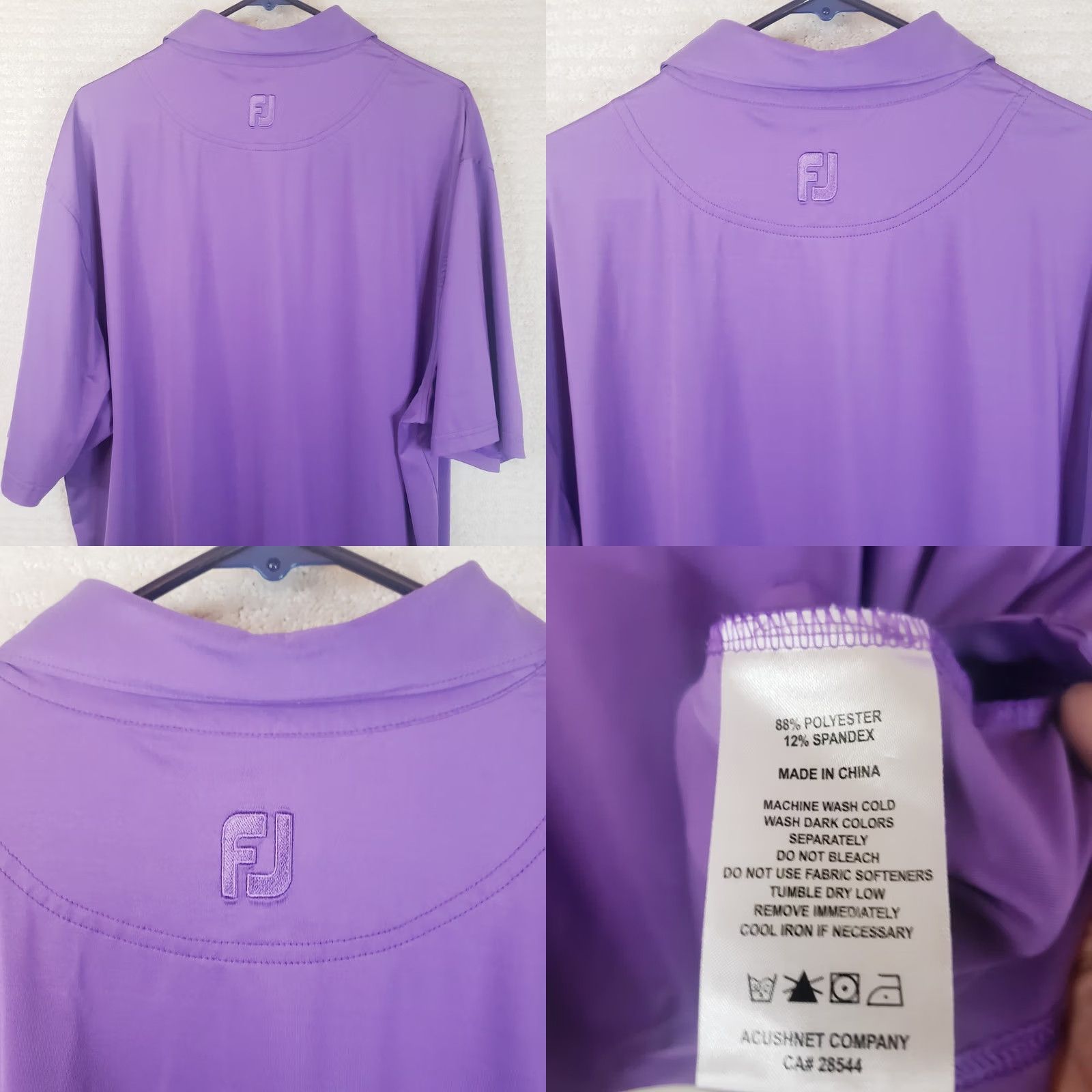 Footjoy Clemson Tigers Polo Shirt Mens Large Purple FootJoy Athletic Fit Performance Shirt Size US L / EU 52-54 / 3 - 8 Thumbnail