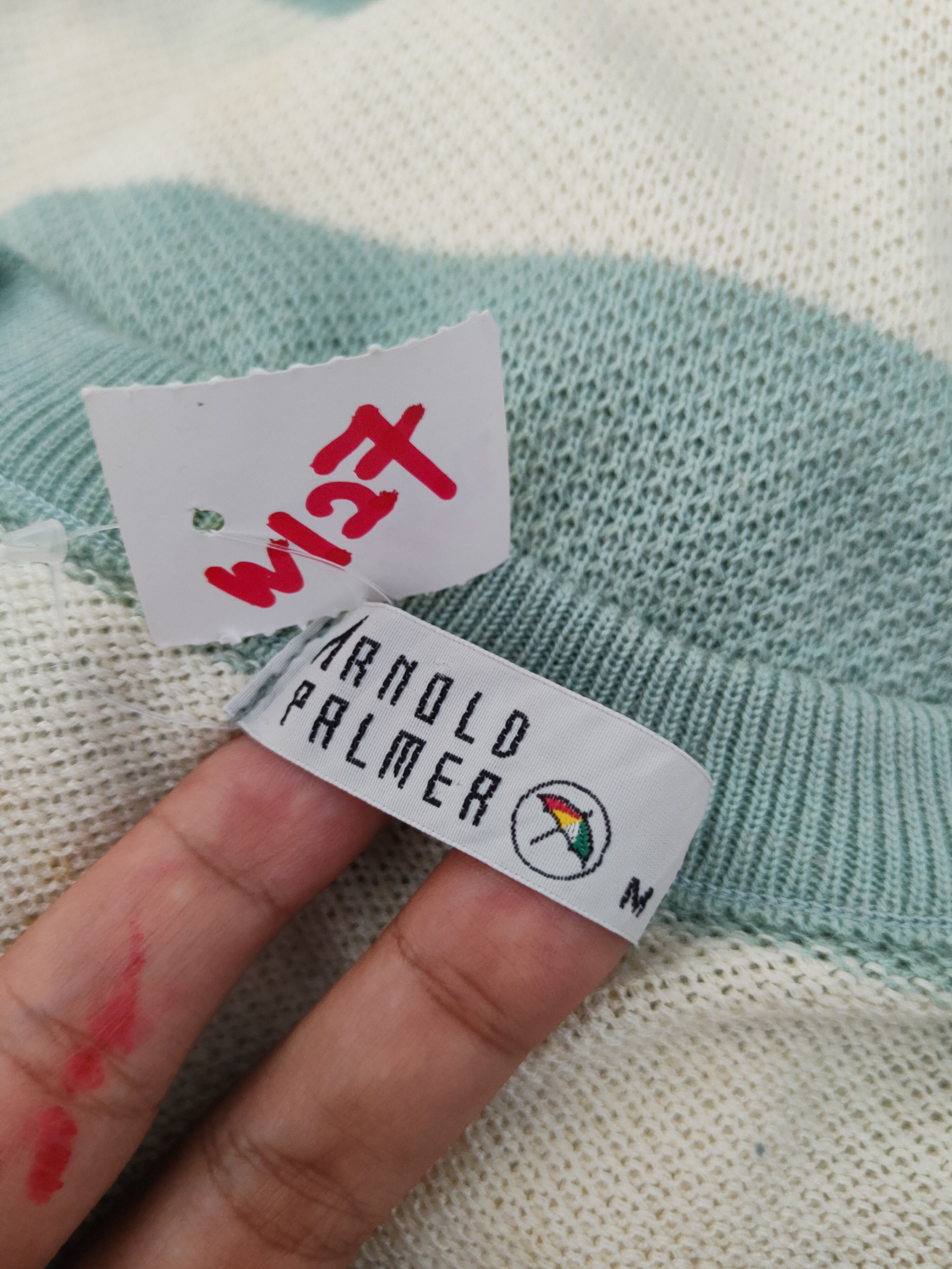 Japanese Brand Arnold Palmer Green Cream Stripe Knitwear Sweatshirts #W127 Size US M / EU 48-50 / 2 - 13 Thumbnail