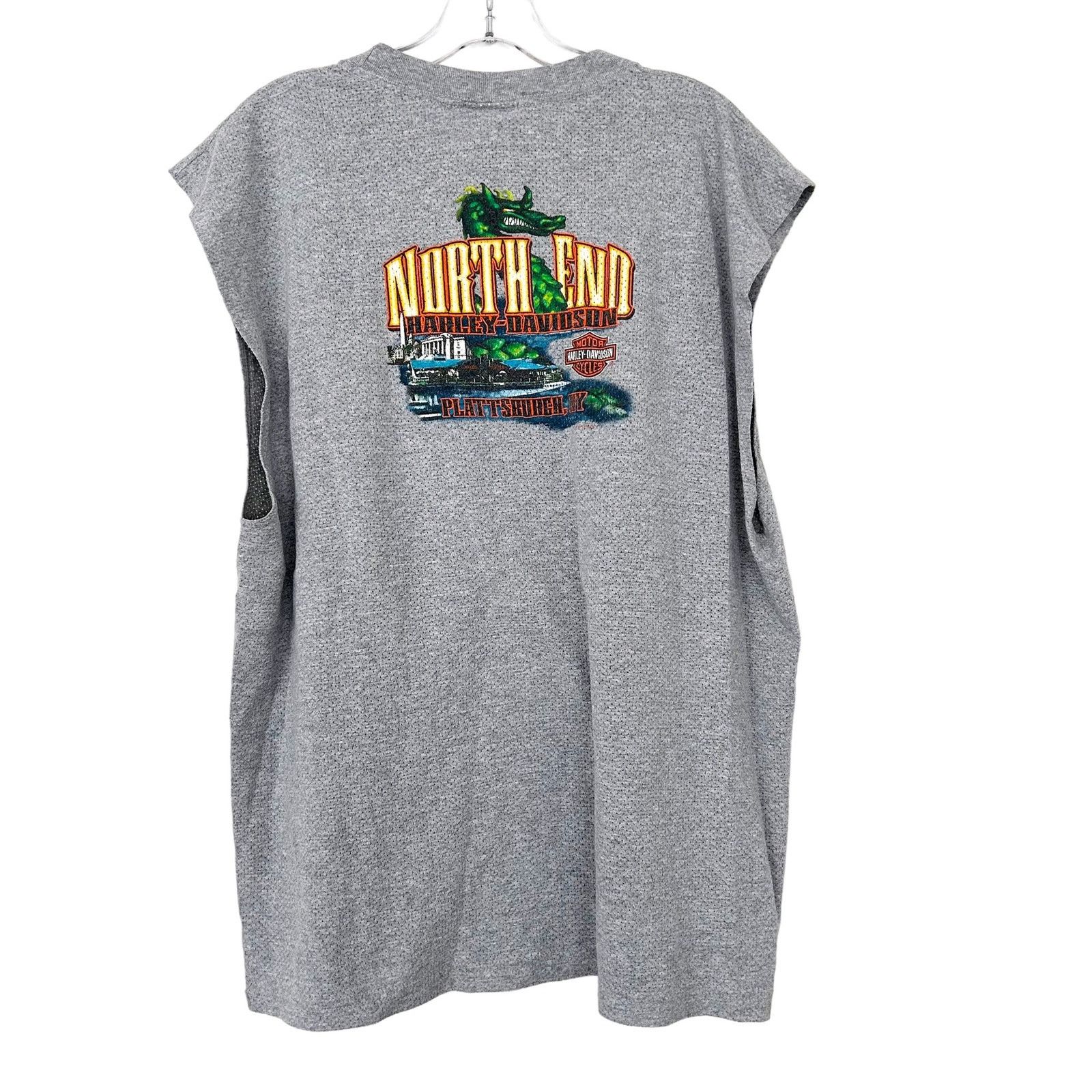 Harley Davidson Harley Davidson Plattsburgh New York Gray Muscle Tank Top L Size US L / EU 52-54 / 3 - 5 Thumbnail