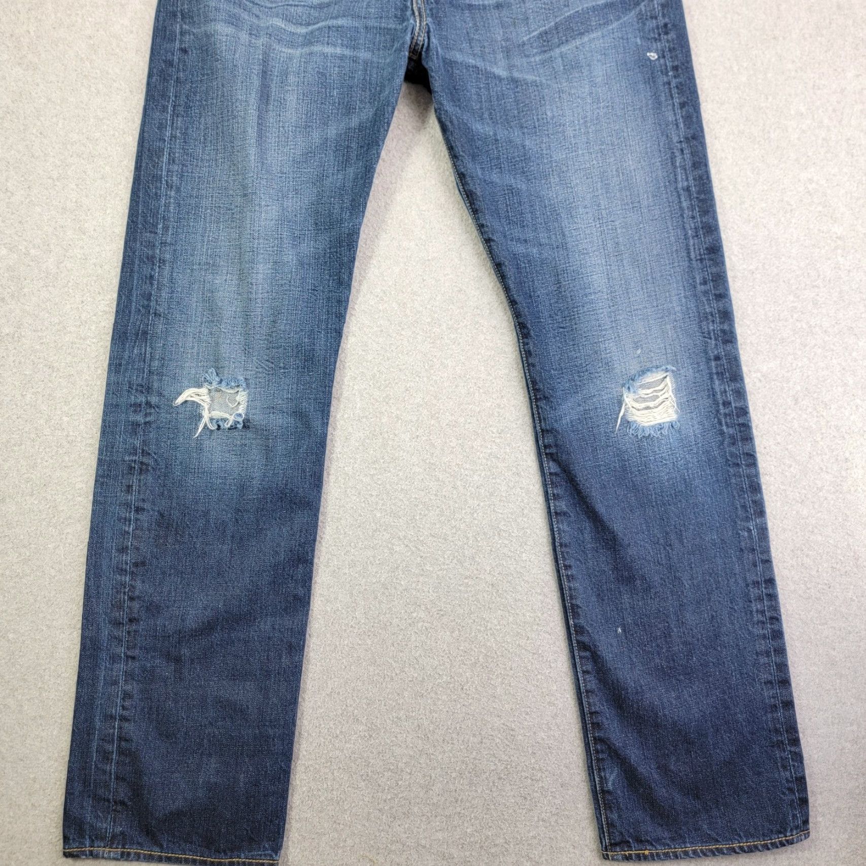 Levi's Levi's Jeans Mens 32x32 Blue 501 XX Denim Straight Medium Wash Distressed 5-Pocket USA Slim Regular Mens Size US 32 / EU 48 - 2 Thumbnail