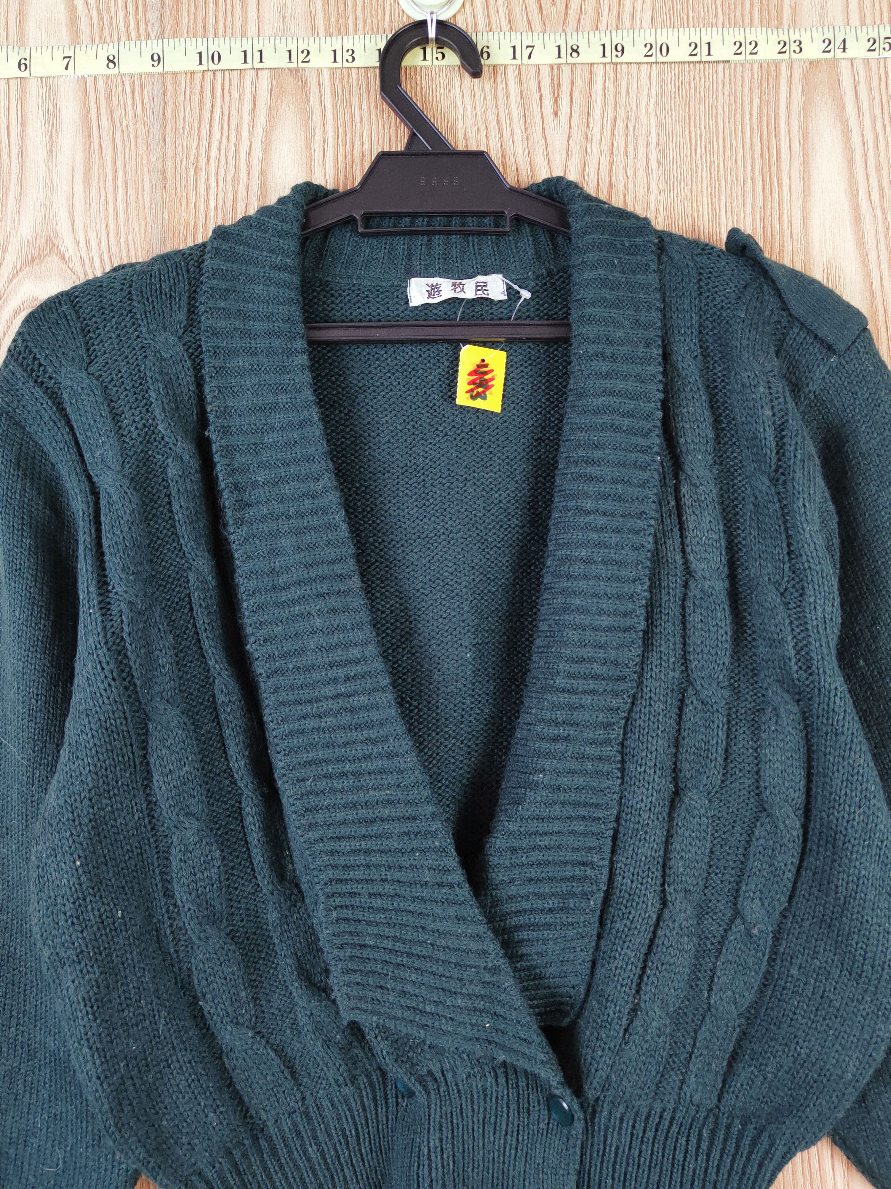 Aran Isles Knitwear × Japanese Brand Japanese Brand Dark Green Knitwear Crop Top Cardigan #W733 Size S / US 4 / IT 40 - 2 Thumbnail