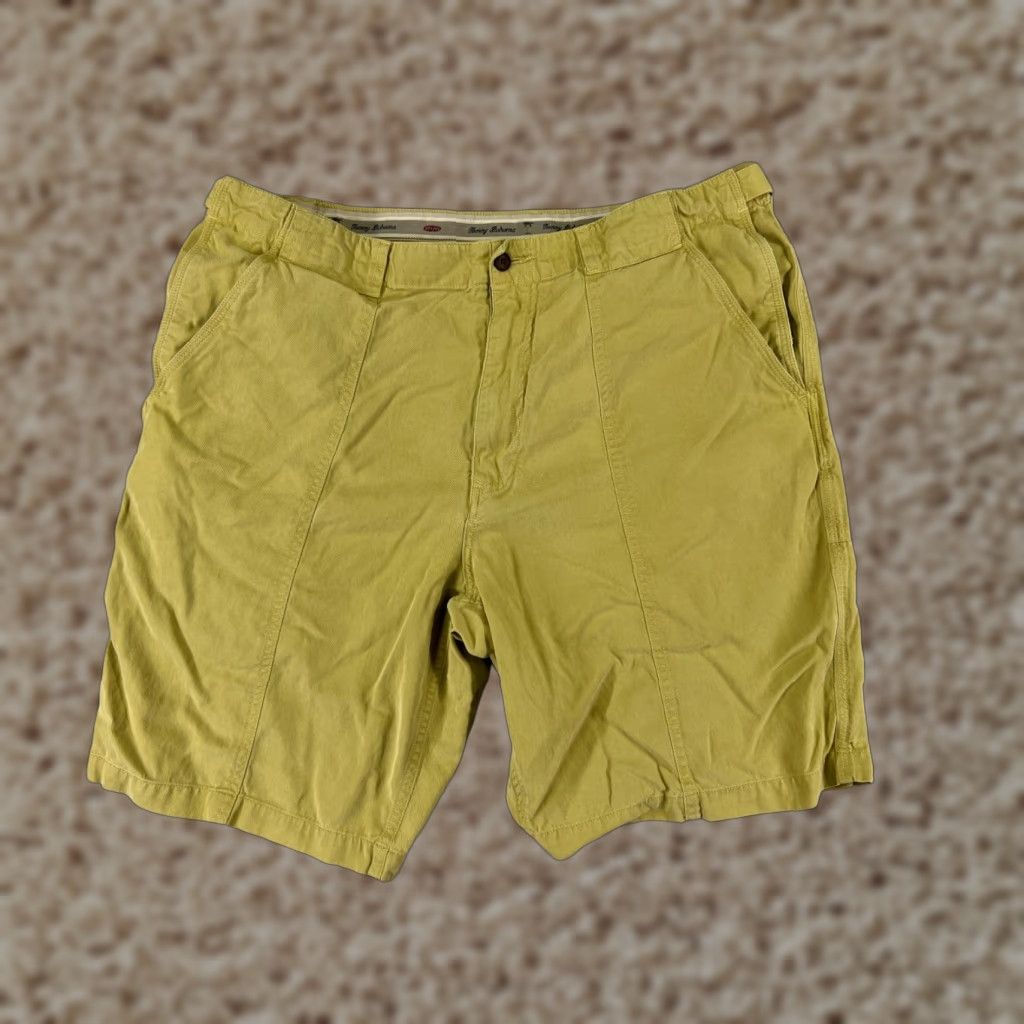 Tommy Bahama VINTAGE Tommy Bahama Shorts Mens Chino 35 Green Cotton Tencel Pleated Beach Vacation Size US 35 - 1 Thumbnail