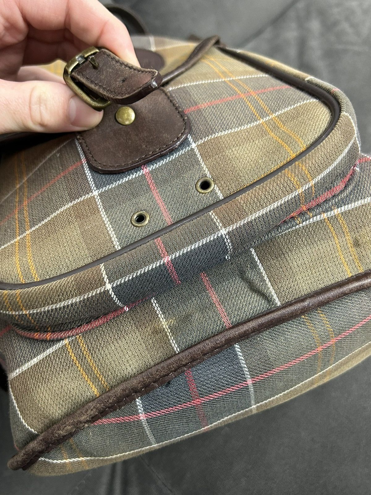 Barbour Barbour Tartan Canvas Leather Trim Backpack Vintage Size ONE SIZE - 7 Thumbnail