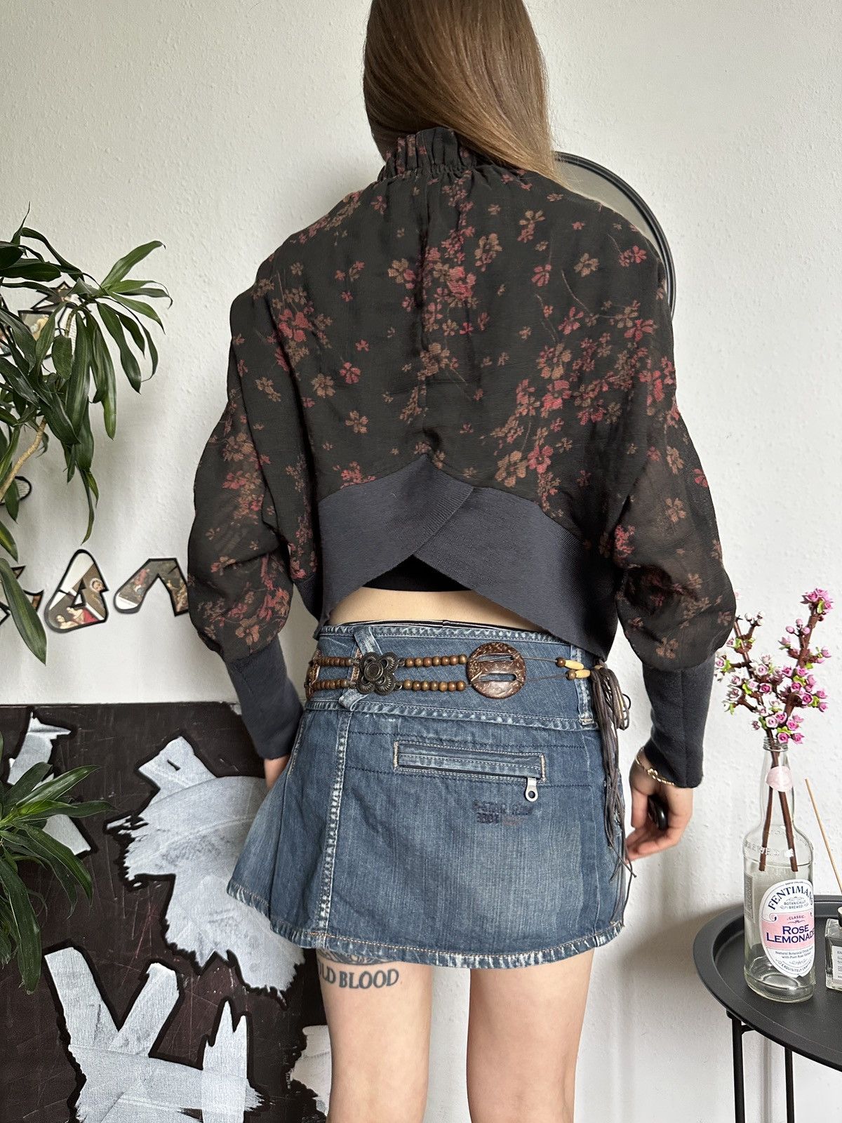 Designer × Vintage Crea Concept Vintage Floral Merino Wool Bolero Cardigan Size XS / US 0-2 / IT 36-38 - 6 Thumbnail