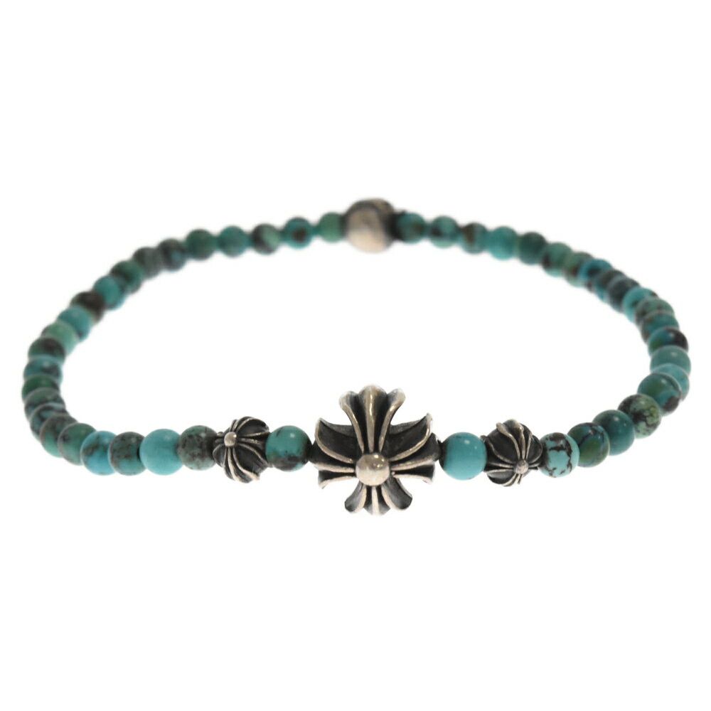 Chrome Hearts Chrome Hearts Turquoise Cross Ball Bracelet - 7.5 inch ...