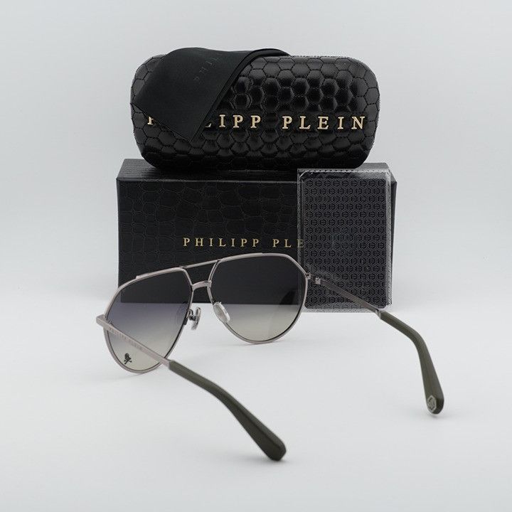 Philipp Plein Philipp Plein SPP007V 0508 Sunglasses Gunmetal Aviator Size ONE SIZE - 9 Thumbnail