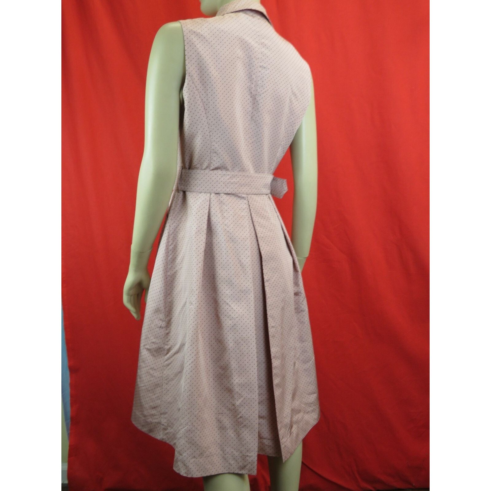 Prada PRADA NUDE POLKA LOGO SILK BELTED MIDI DRESS 44 10 IT Size M / US 6-8 / IT 42-44 - 6 Thumbnail