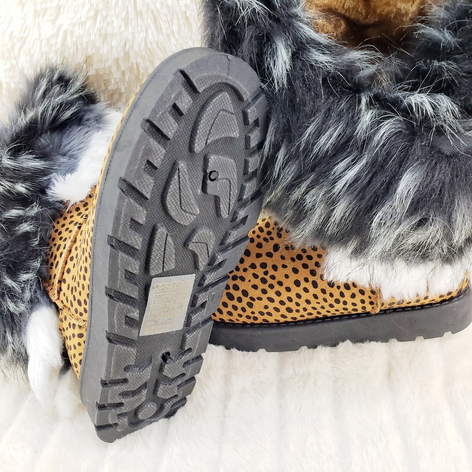 Other Chi Chi Cheetah Animal Print Faux Fur Thick Lined Winter Boo Size US 8 / IT 38 - 8 Thumbnail