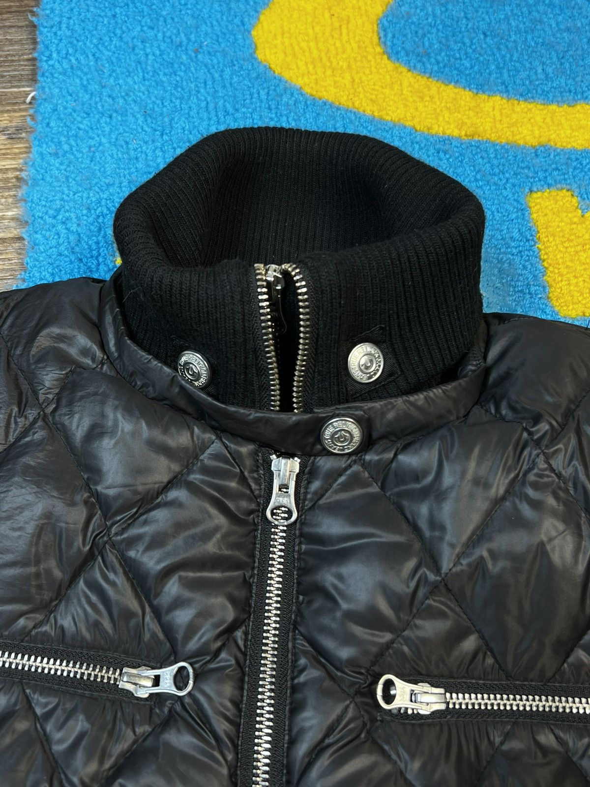 True Religion × Vintage True Religion Quilted Black Nylon Zipped Puffer Down Jacket Size XS / US 0-2 / IT 36-38 - 8 Thumbnail