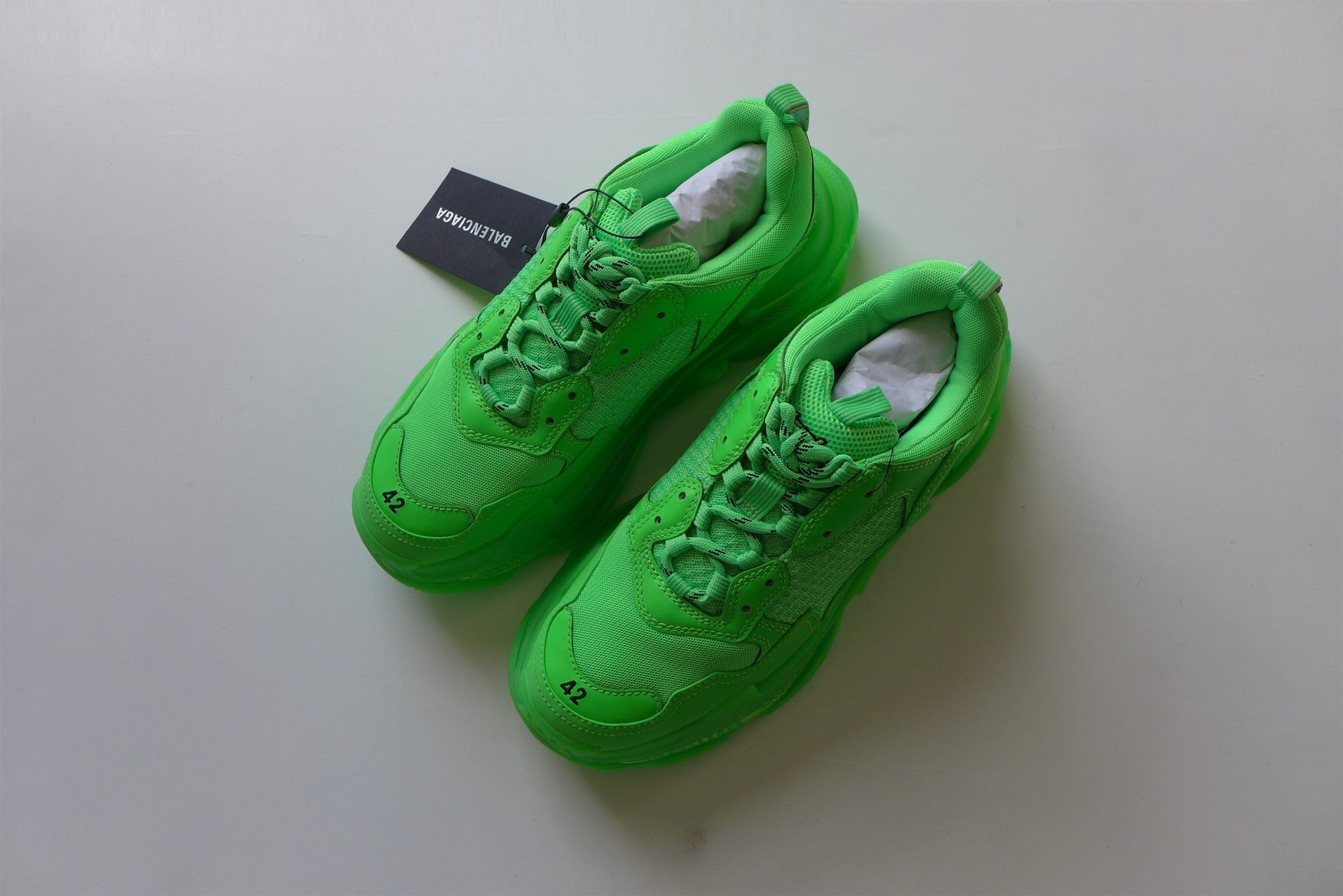 Balenciaga Balenciaga Triple S Sneakers - Neon Green Size US 9 / EU 42 - 2 Thumbnail