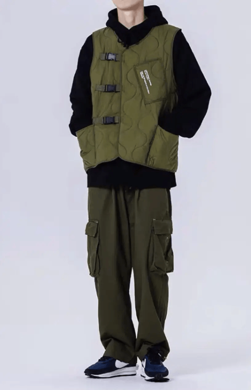 Japanese Brand × Vintage Army green utility buckle quilted vest jacket Size US XL / EU 56 / 4 - 3 Thumbnail