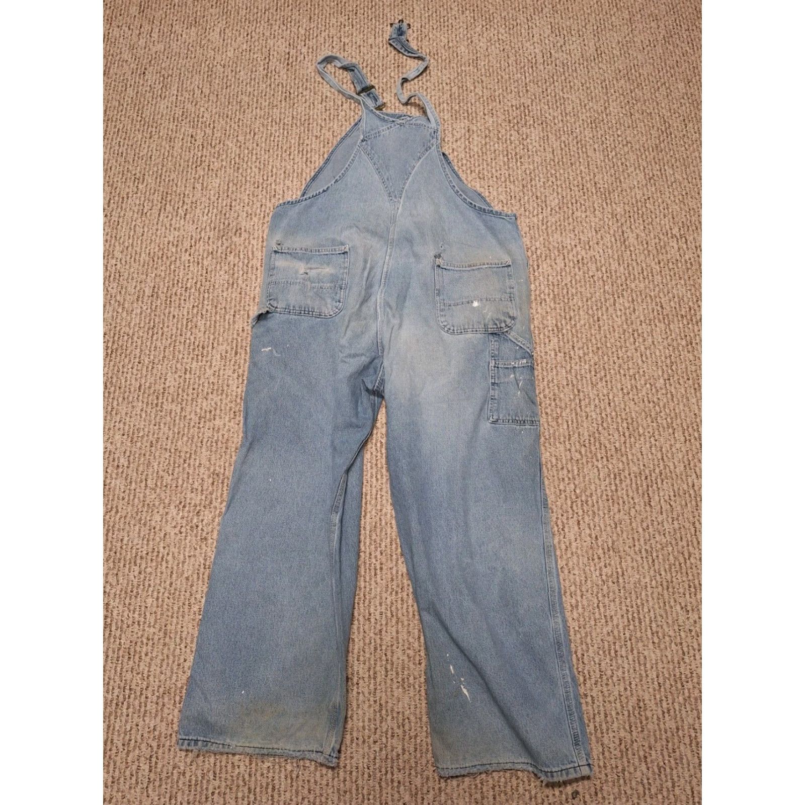 Carhartt Carhartt Bib Overalls Mens 44 Denim Blue Distressed Grunge Cotton Denim Jeans 44X30 Bib Overalls Mens Size US 44 / EU 60 - 6 Thumbnail