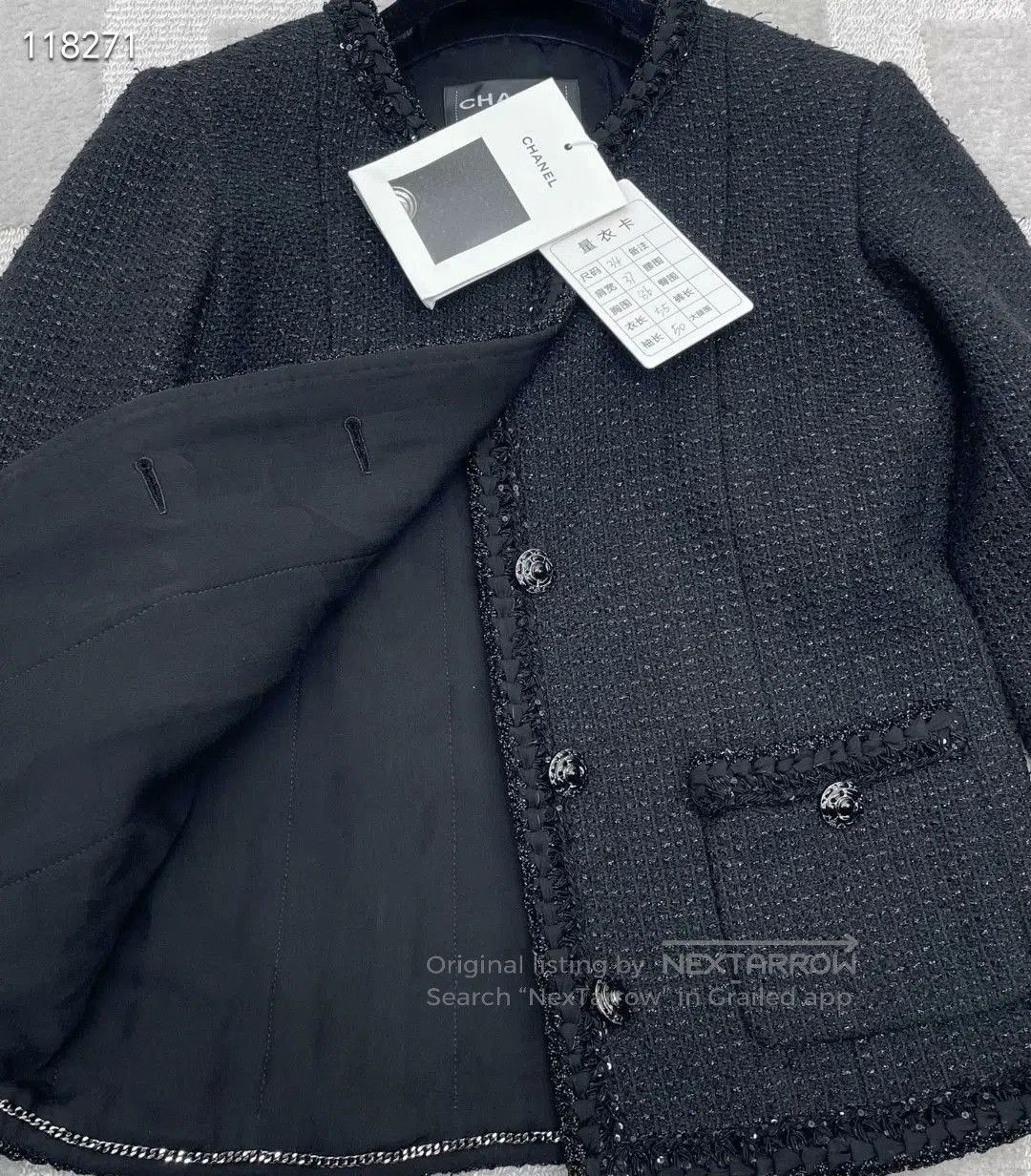 Chanel Chanel 25S Black Shimmer Jacket. Size XXS / US 00 / IT 34 - 4 Thumbnail
