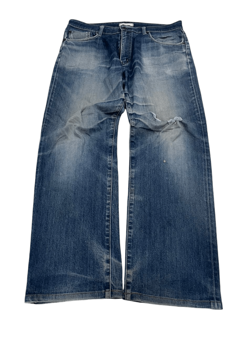 Japanese Brand × Uniqlo 💥Flared Uniqlo White Label Distressed Denim 💥 Size US 35 - 1 Thumbnail