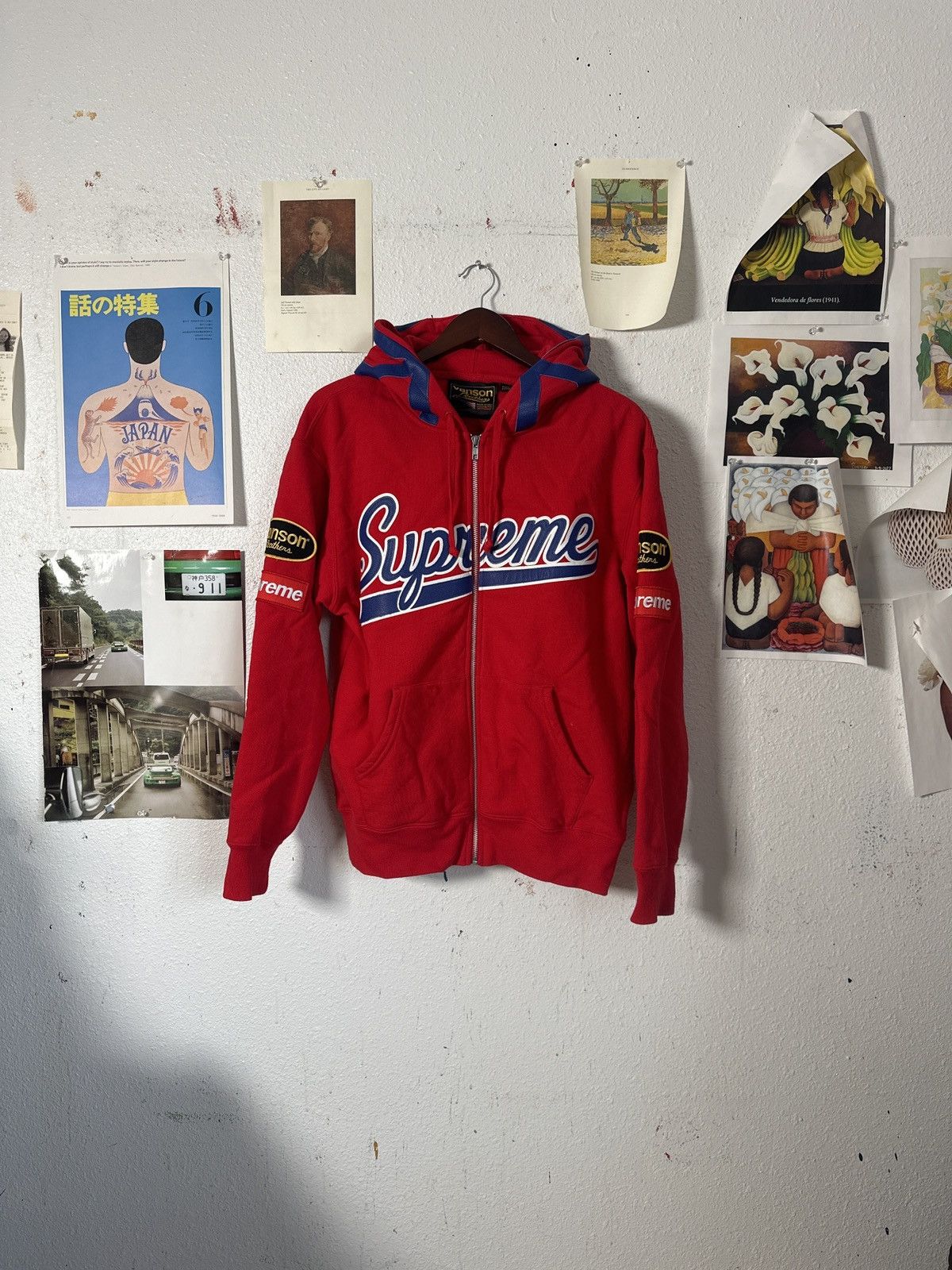 Supreme Vanson Leathers Spider Web パーカーL