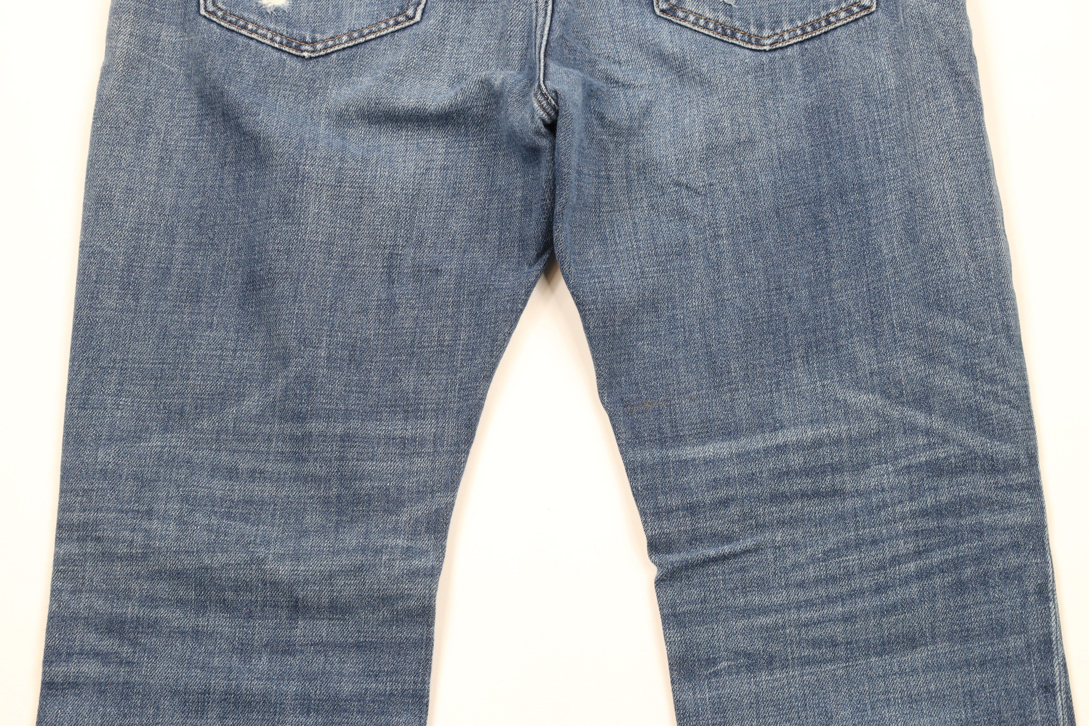 Express × Vintage Express Ripped Slim Fit Straight Leg Denim Jeans Blue Size US 34 / EU 50 - 11 Thumbnail