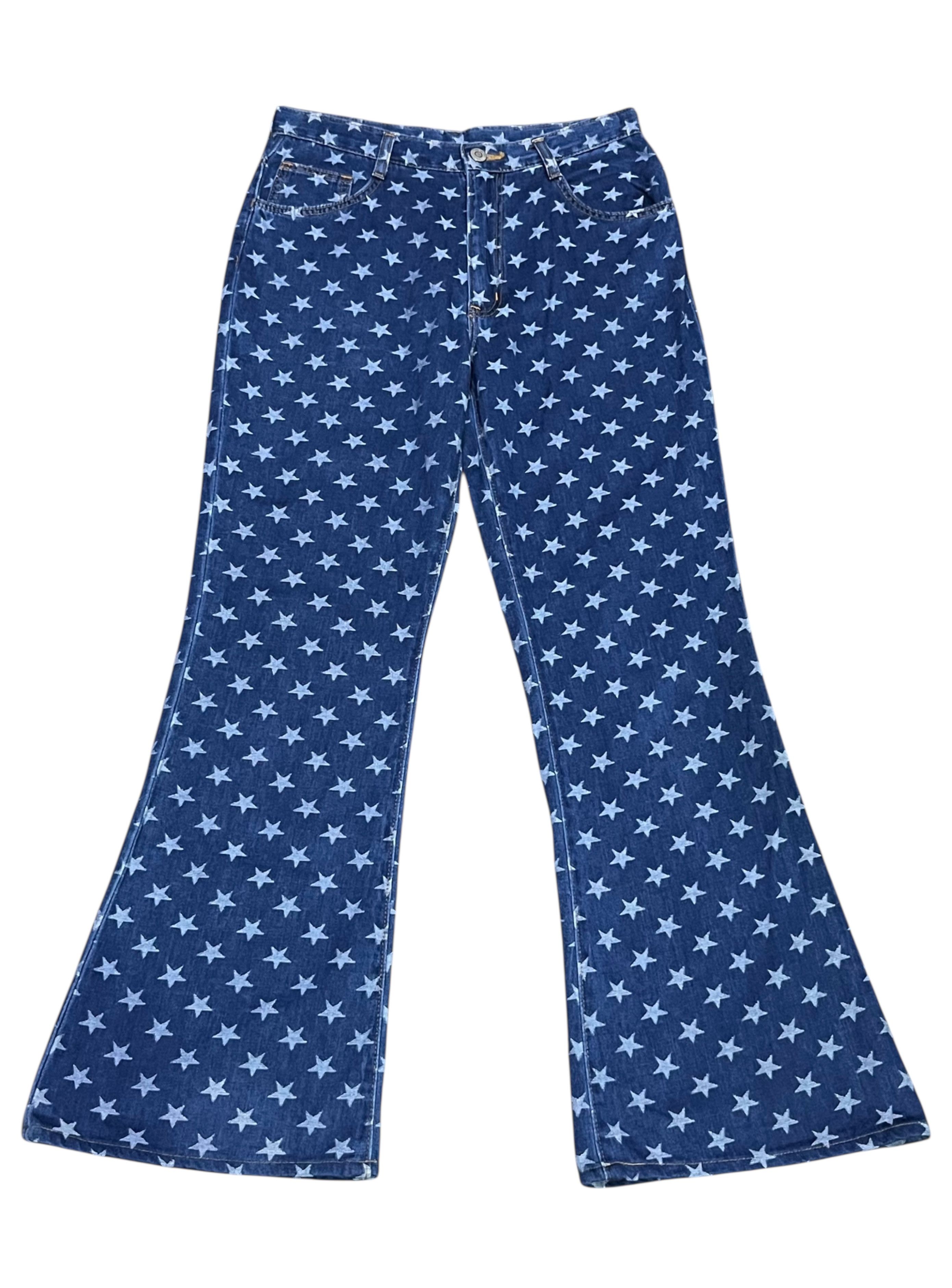 Vtg WRANGLER All Over Star Mid Rise Flared Pants