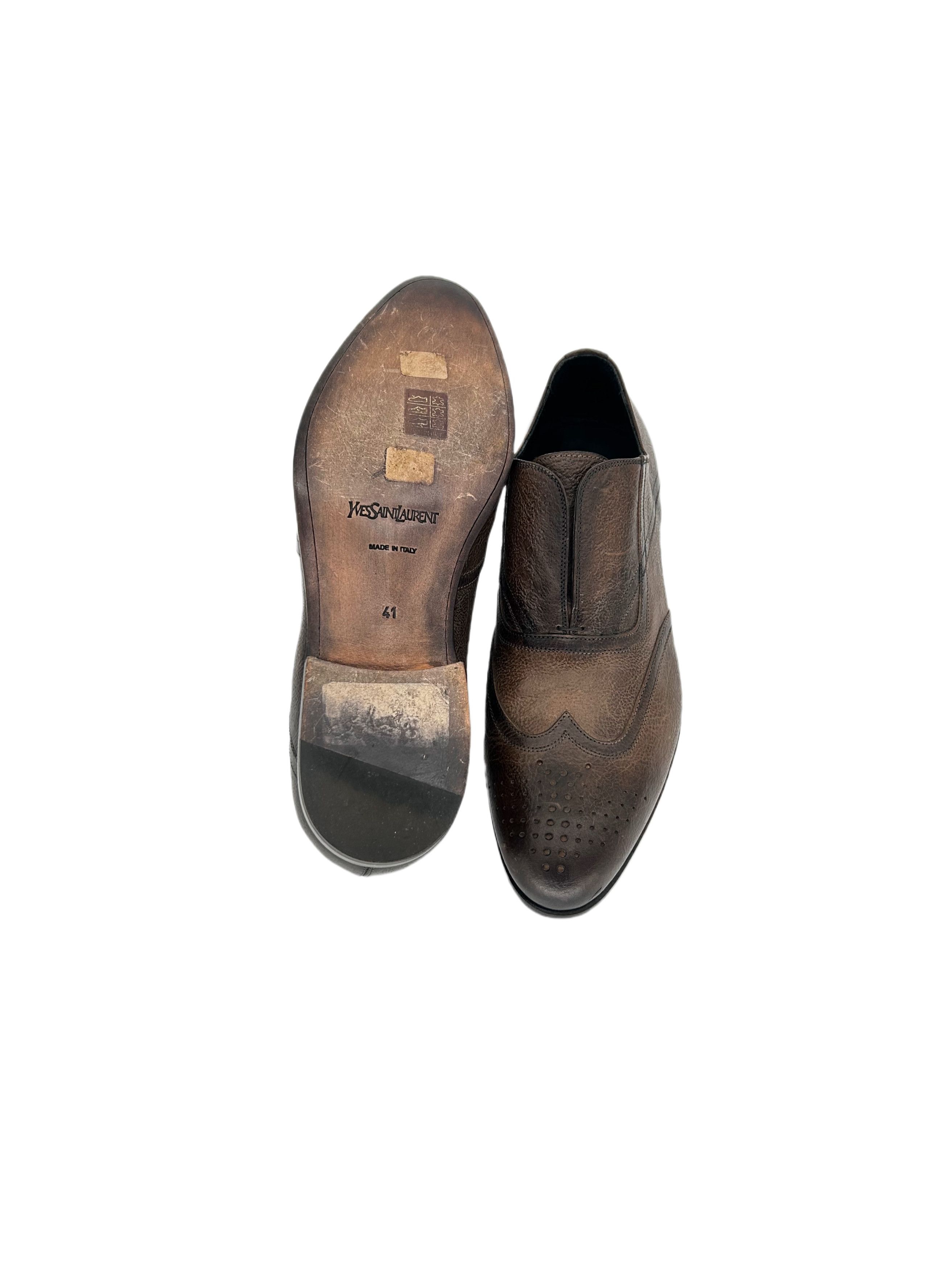 Yves Saint Laurent Yves Saint Laurent Burnished Slip On Brogue Shoe Size US 8 / EU 41 - 5 Thumbnail